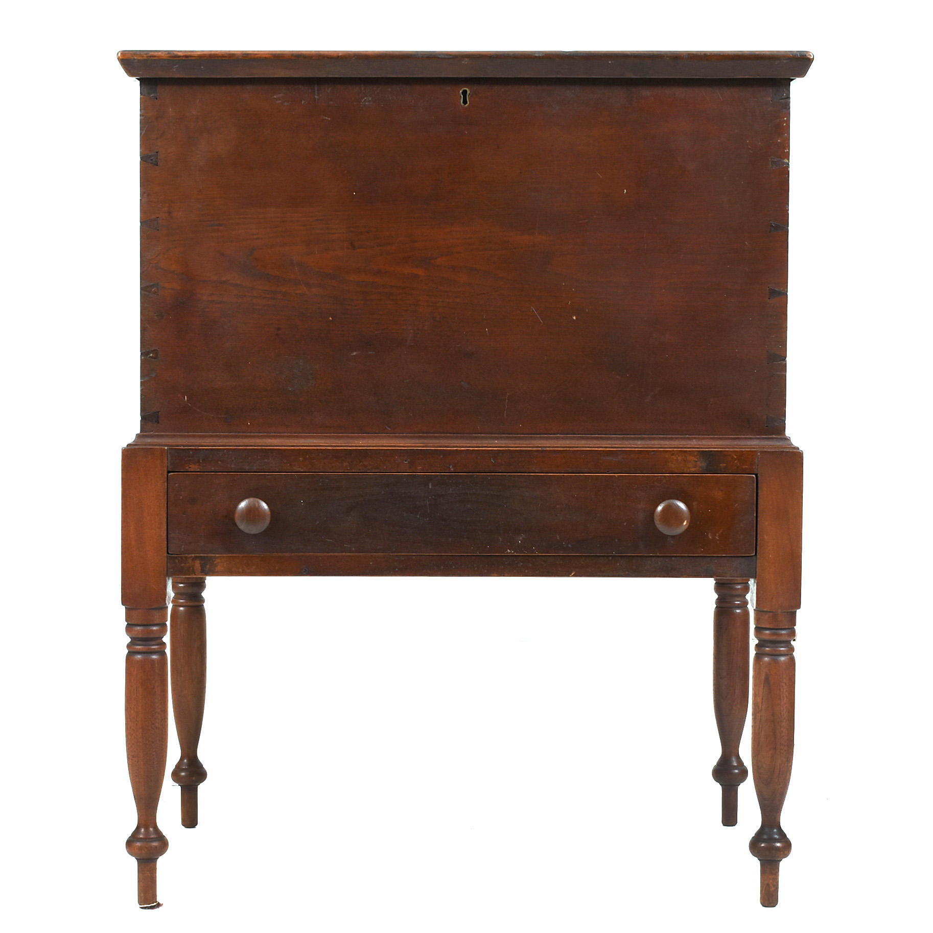 Southern Late Federal Walnut Sugar Chest-on-Frame, Circa 1820-1840