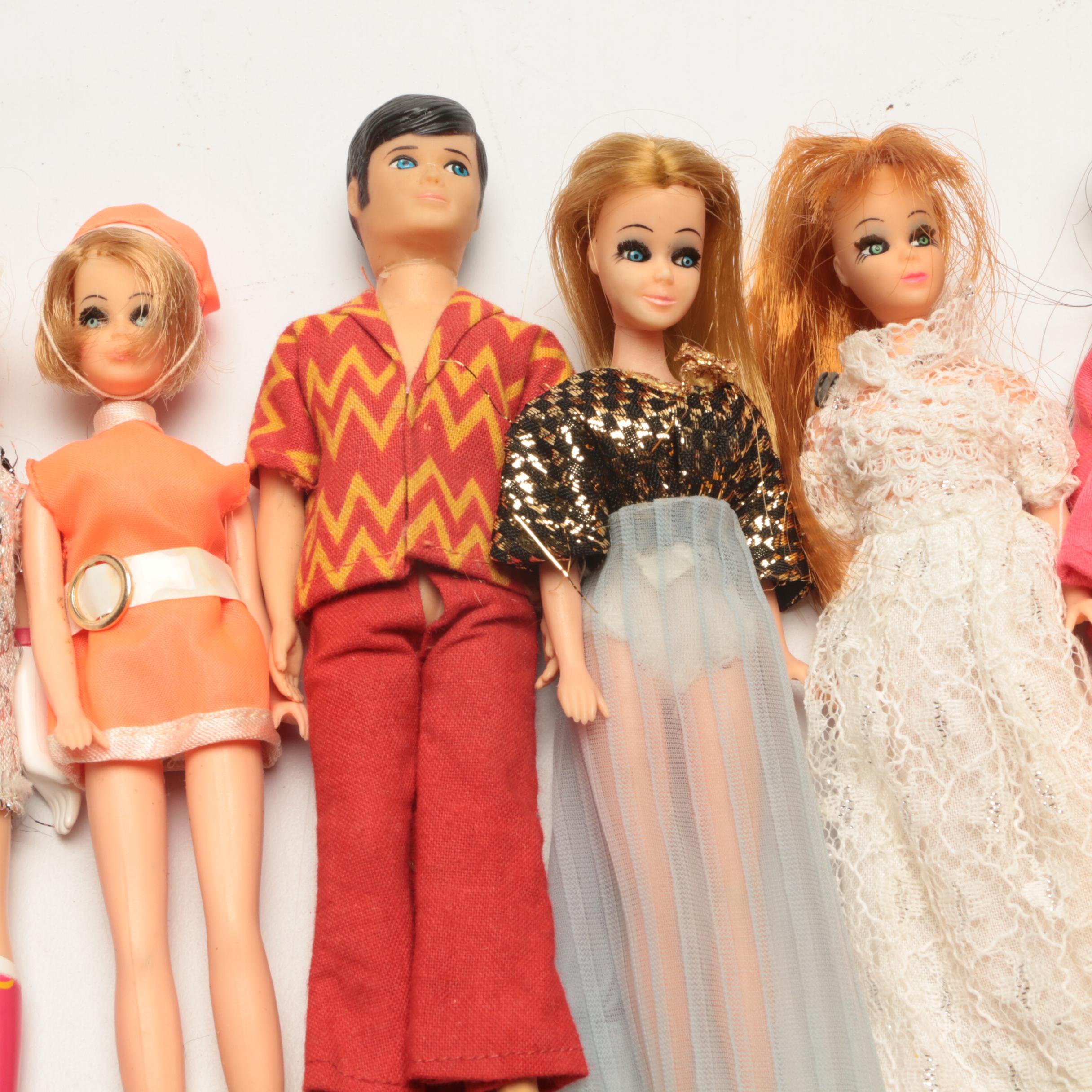 Mattel Barbie and Dawn Dolls with Carrying Cases and Accessories