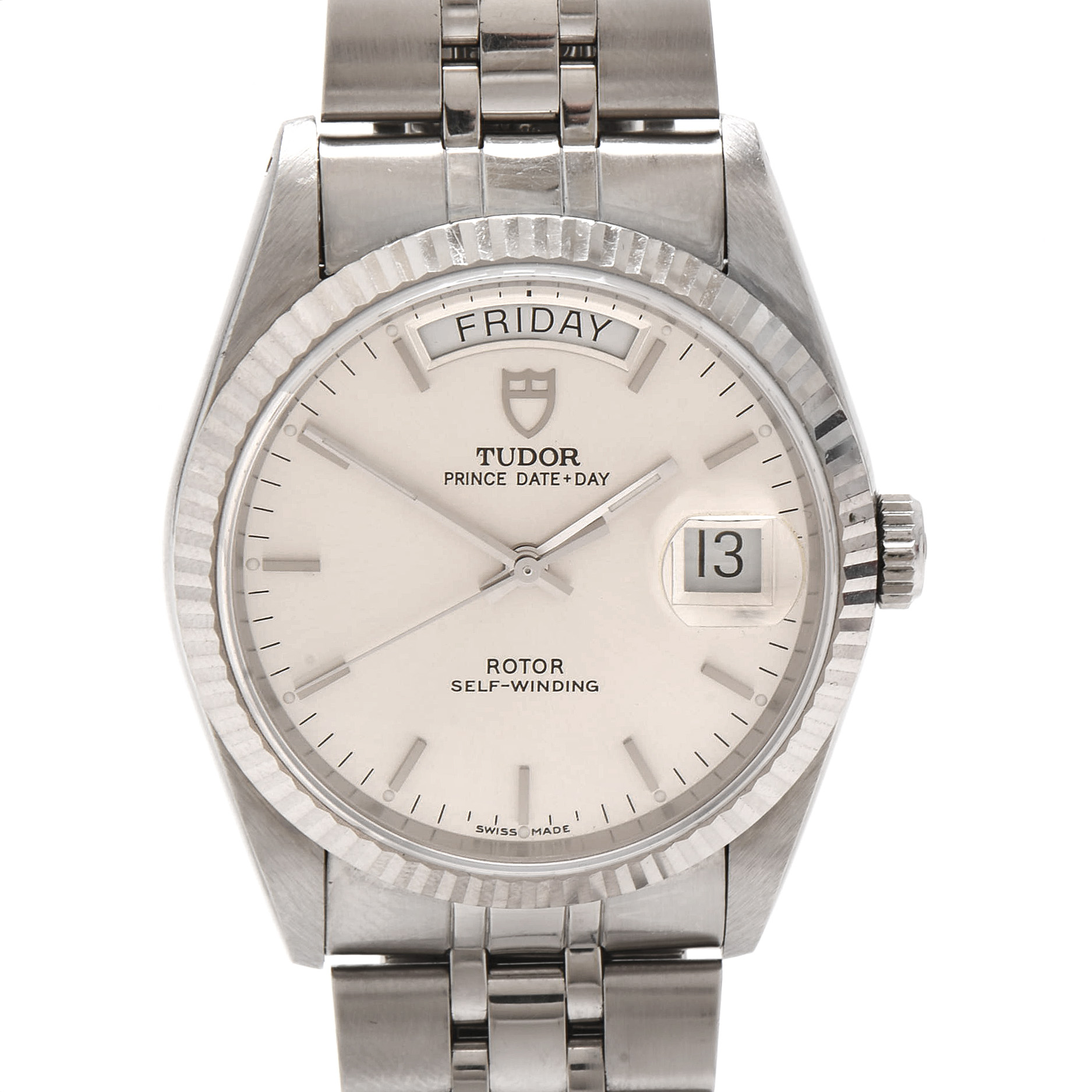 Tudor Prince Date+Day Model 76214 18K White Gold and Stainless Steel Watch