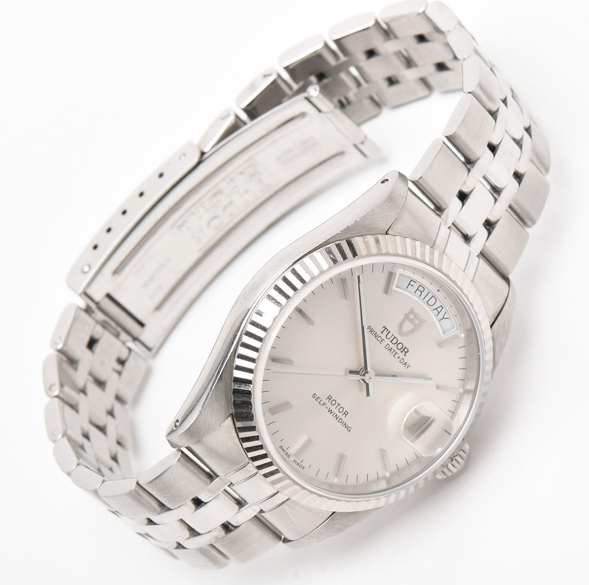 Tudor Prince Date+Day Model 76214 18K White Gold and Stainless Steel Watch