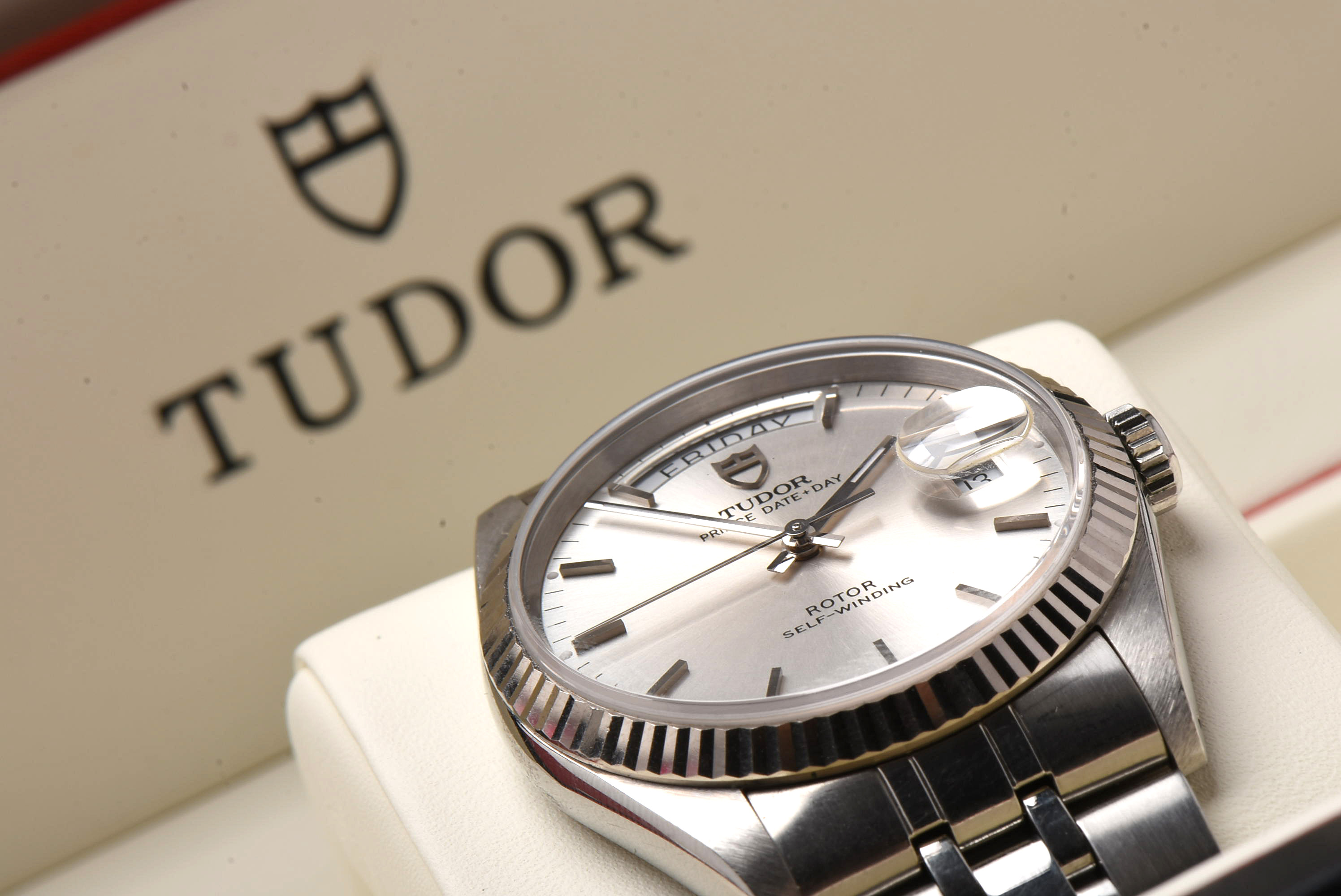 Tudor Prince Date+Day Model 76214 18K White Gold and Stainless Steel Watch