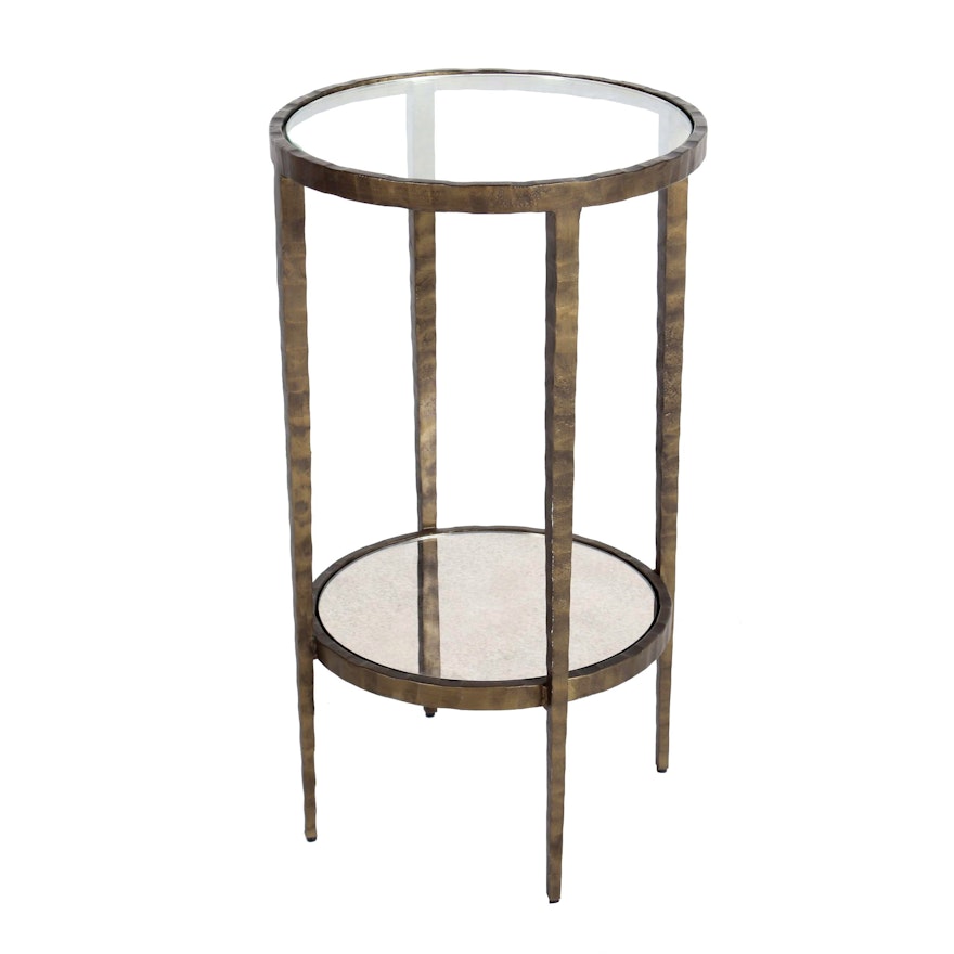 Art Deco Style Forged-Steel Round Side Table, Probably Crate and Barrel
