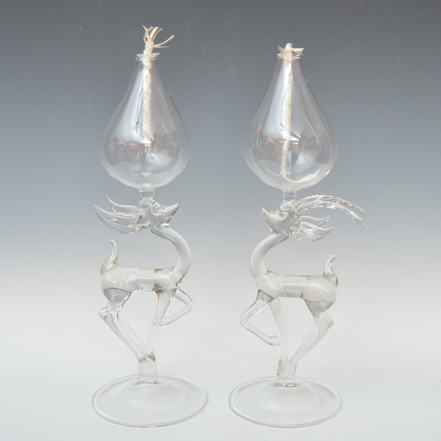 Hand Blown Glass Reindeer Oil Lamps