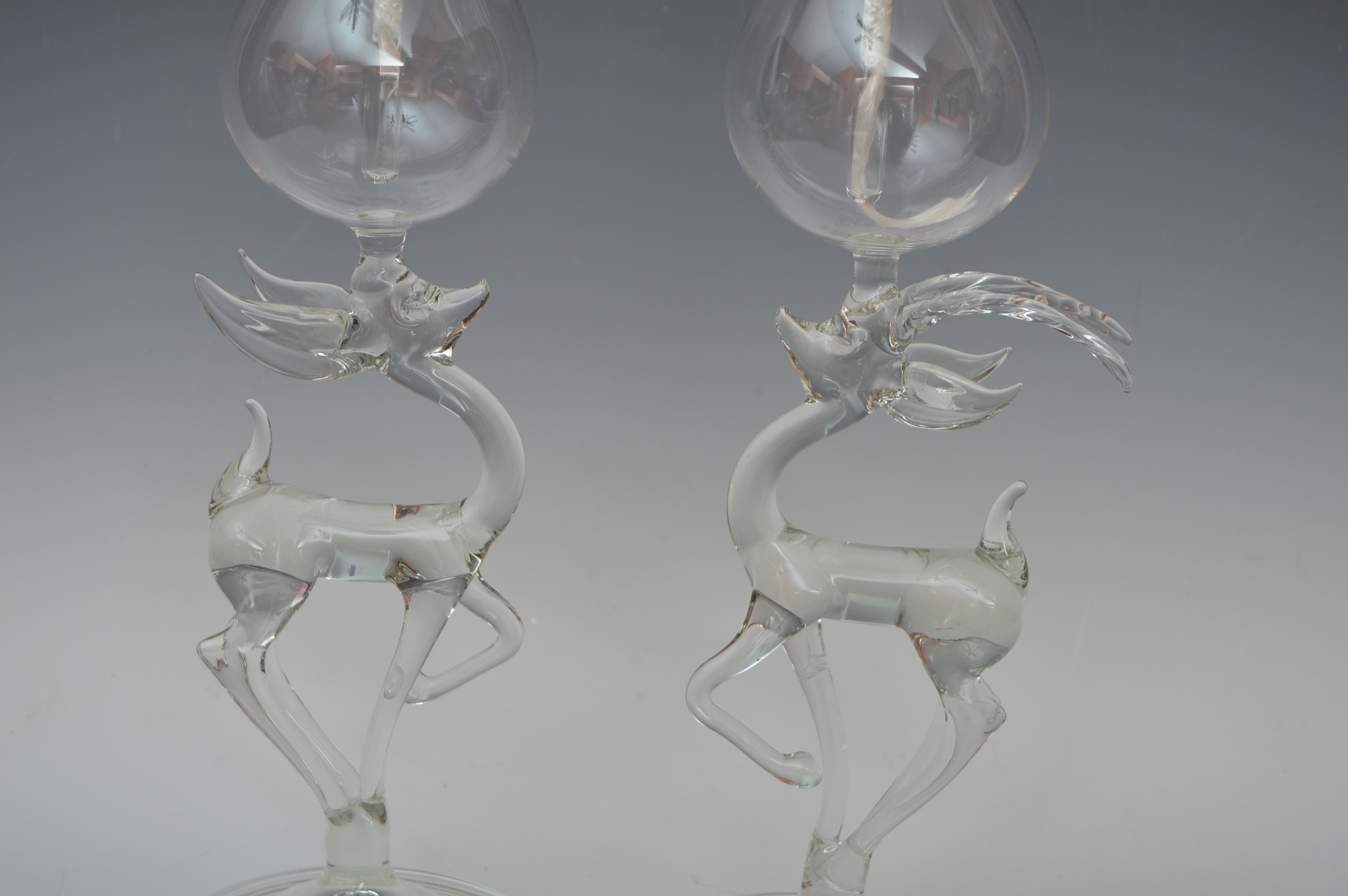 Hand Blown Glass Reindeer Oil Lamps