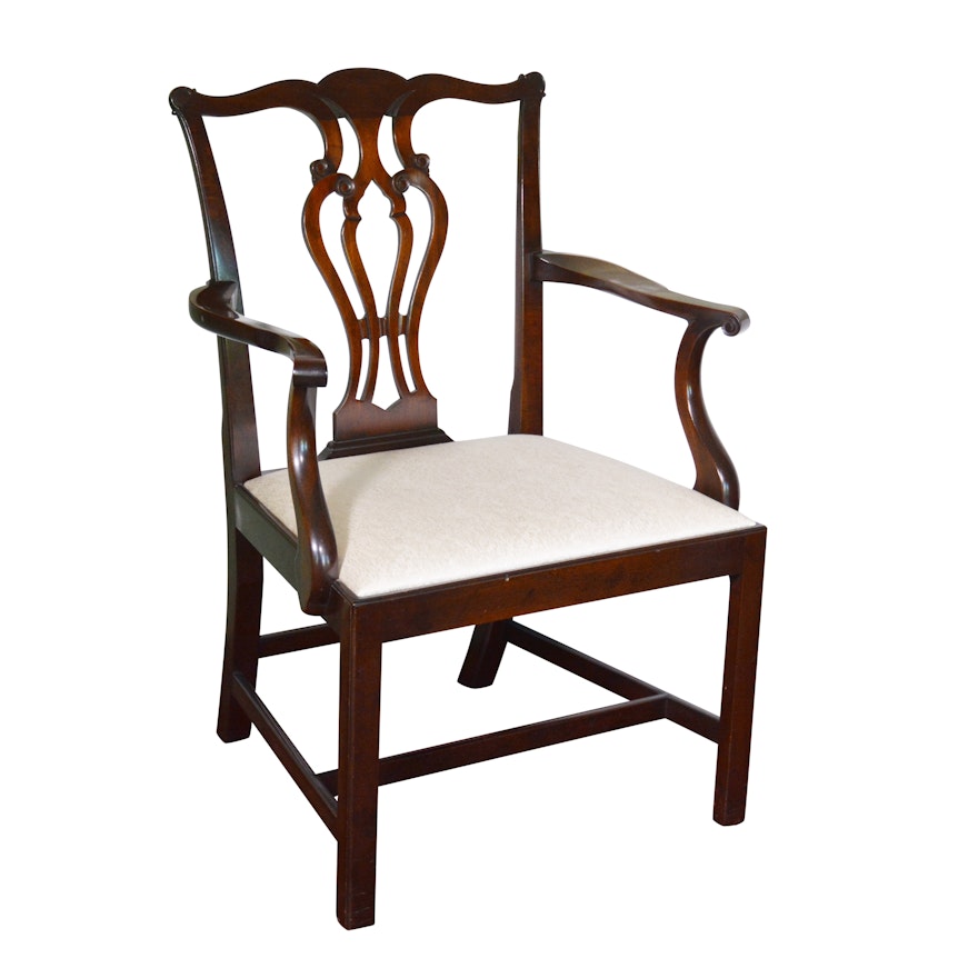 George III Style Mahogany Open Armchair, 20th Century