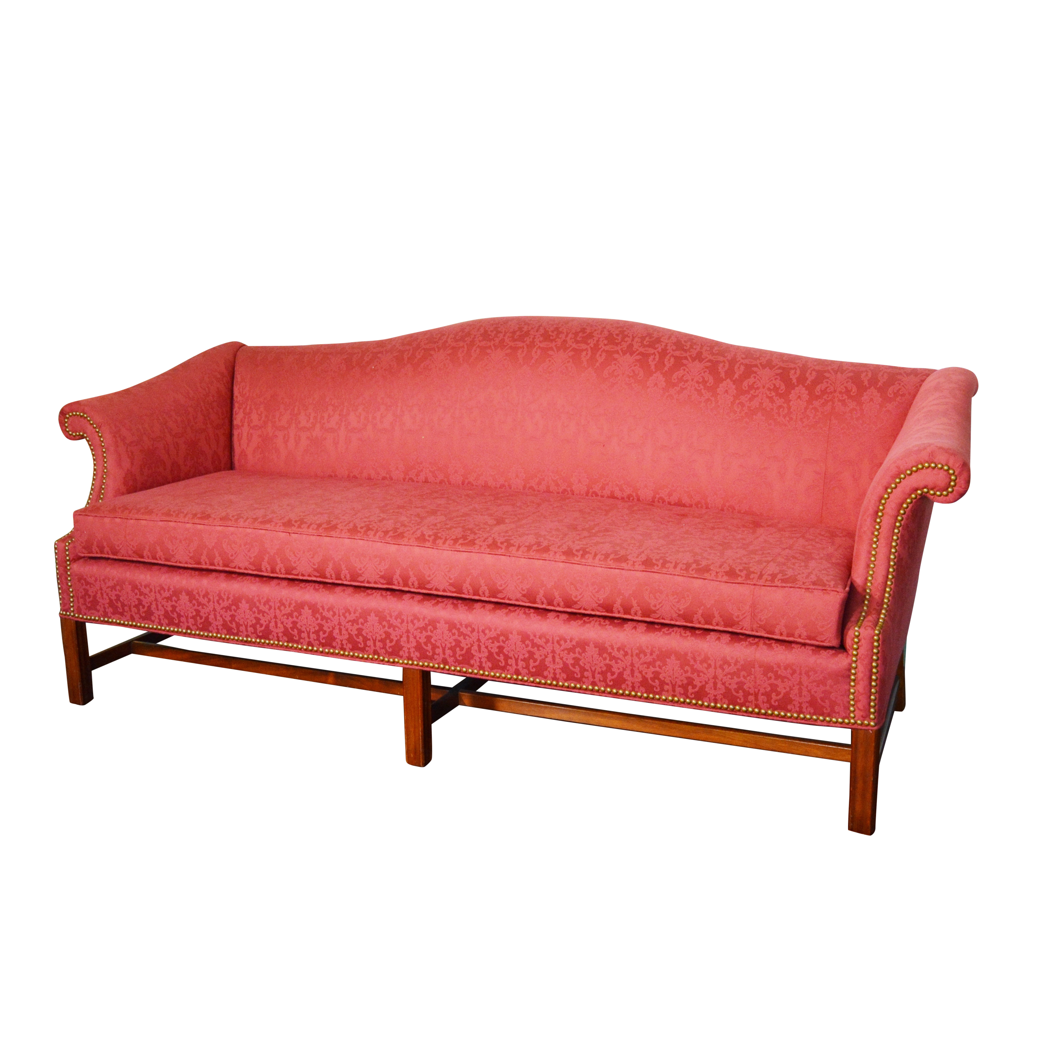 Vintage Upholstered Camelback Sofa