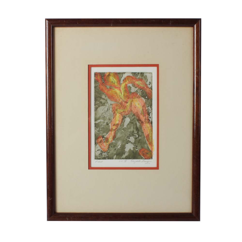 Elizabeth Lanzer 1986 "Robot" Gouache Painting