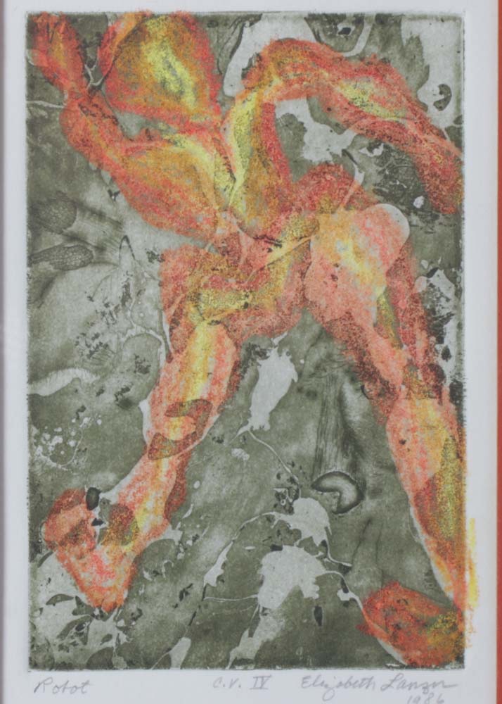 Elizabeth Lanzer 1986 "Robot" Gouache Painting