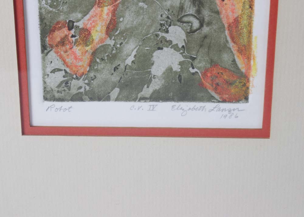 Elizabeth Lanzer 1986 "Robot" Gouache Painting