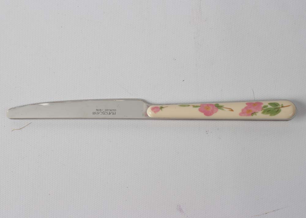 Franciscan "Desert Rose" Flatware, Goblets, and Cake Stand With a Pastry Server