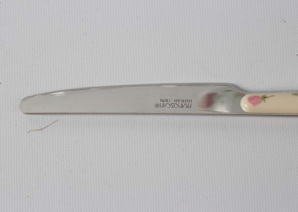 Franciscan "Desert Rose" Flatware, Goblets, and Cake Stand With a Pastry Server