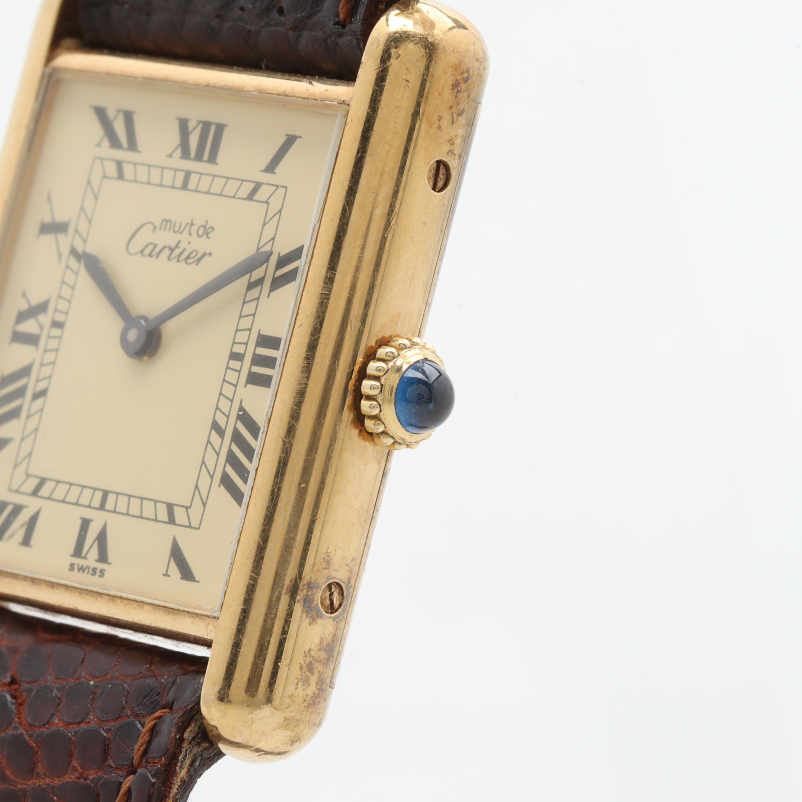 Must De Cartier Gold Plated Sterling Silver Tank Watch