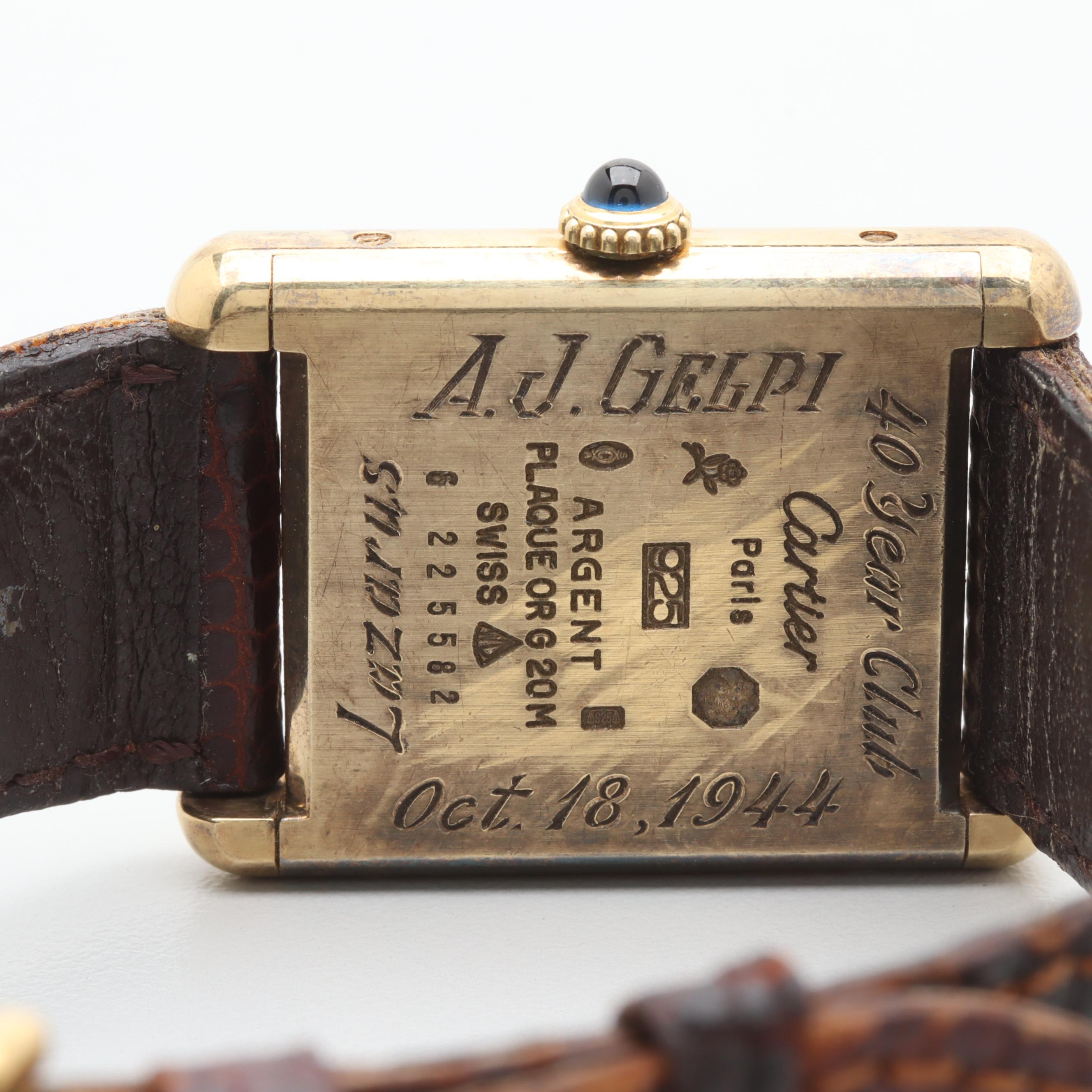 Must De Cartier Gold Plated Sterling Silver Tank Watch