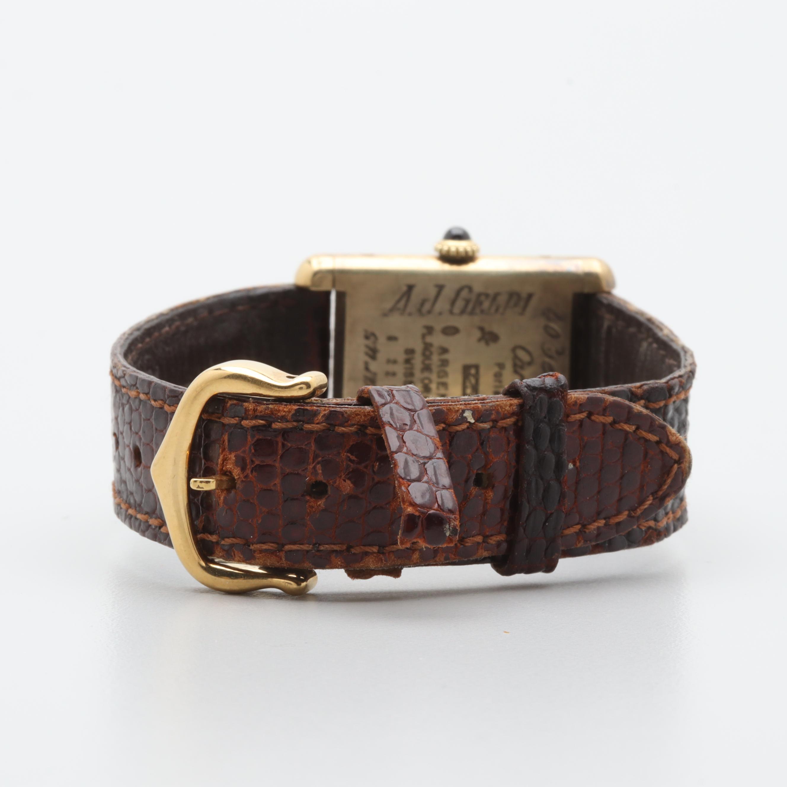 Must De Cartier Gold Plated Sterling Silver Tank Watch