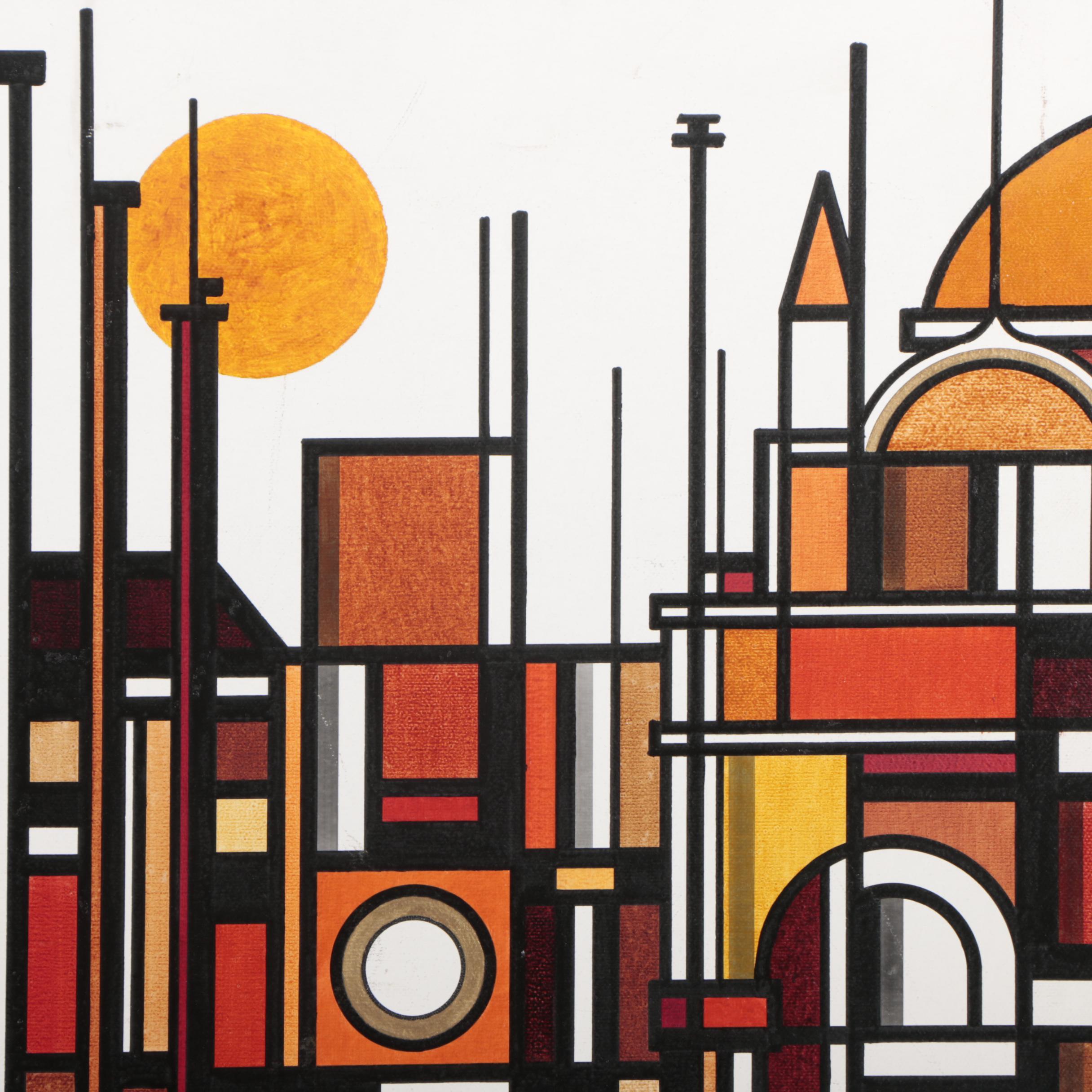 Hansen Abstract Cityscape Oil Painting