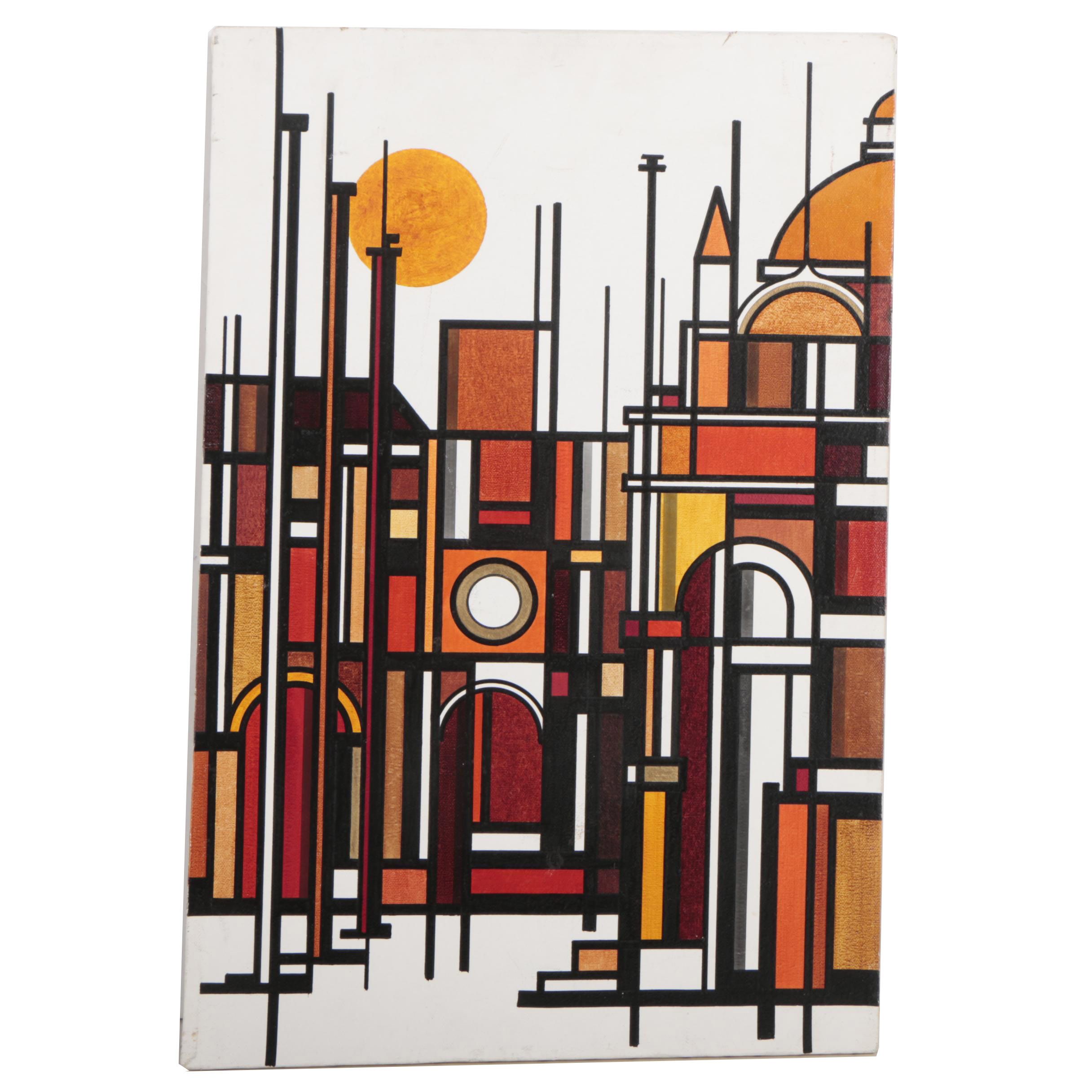 Hansen Abstract Cityscape Oil Painting