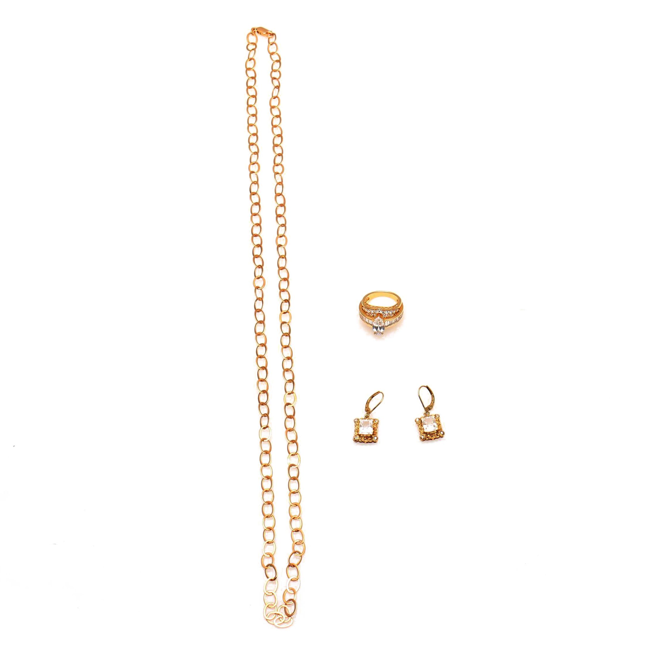 Gold Wash Sterling Silver Cubic Zirconia Jewelry