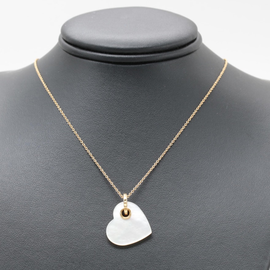 Tiffany & Co. 18K Yellow Gold Mother of Pearl Heart Necklace