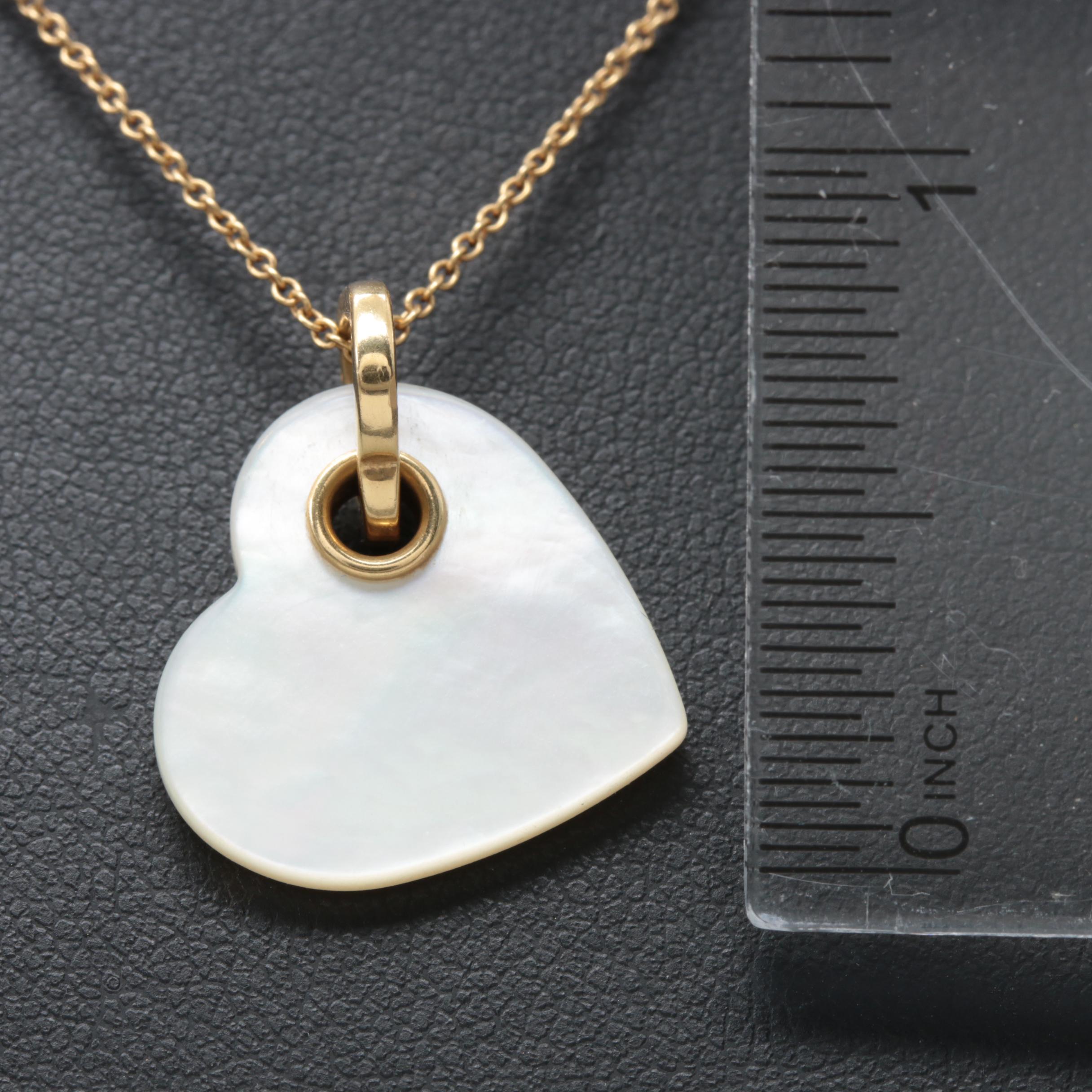 Tiffany & Co. 18K Yellow Gold Mother of Pearl Heart Necklace