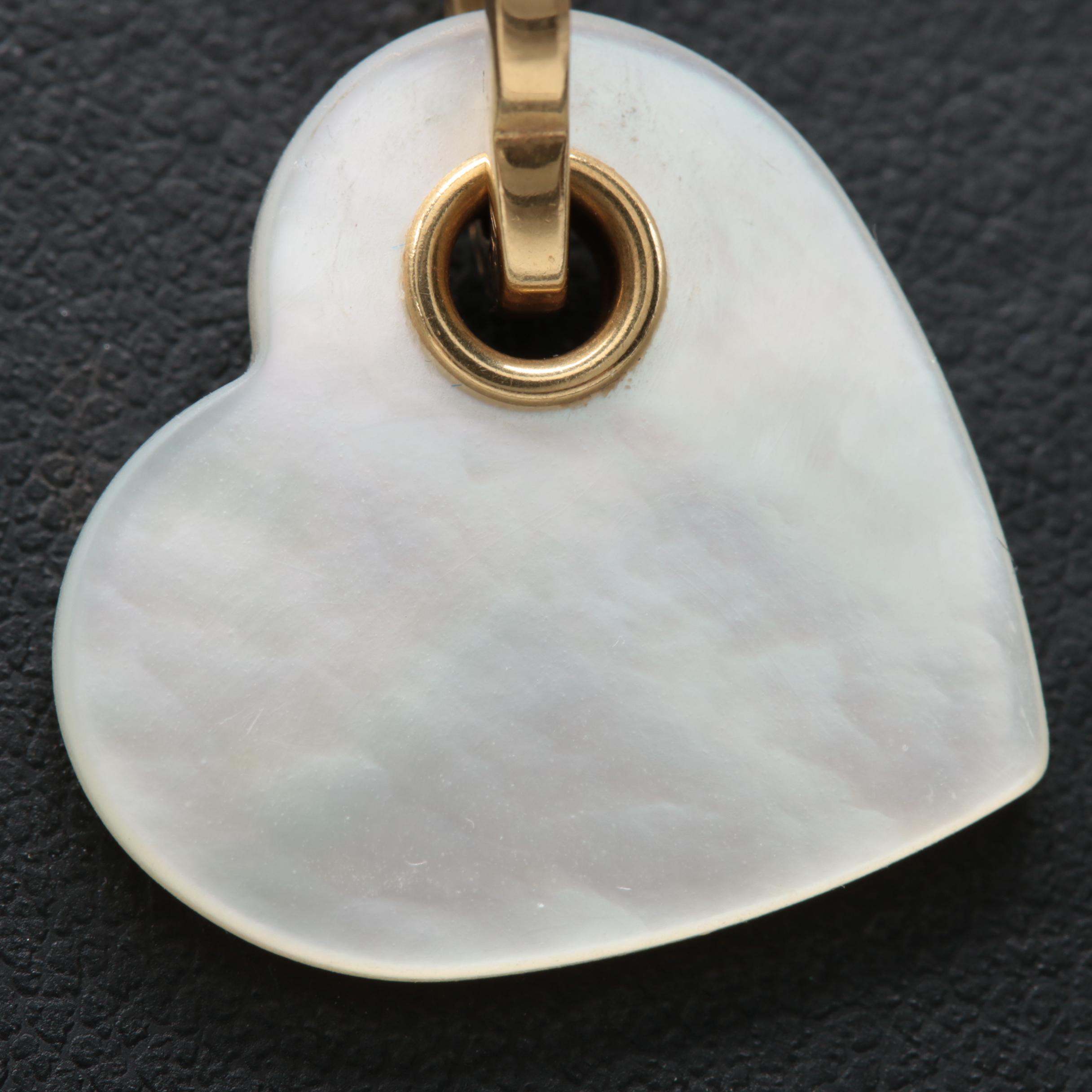 Tiffany & Co. 18K Yellow Gold Mother of Pearl Heart Necklace