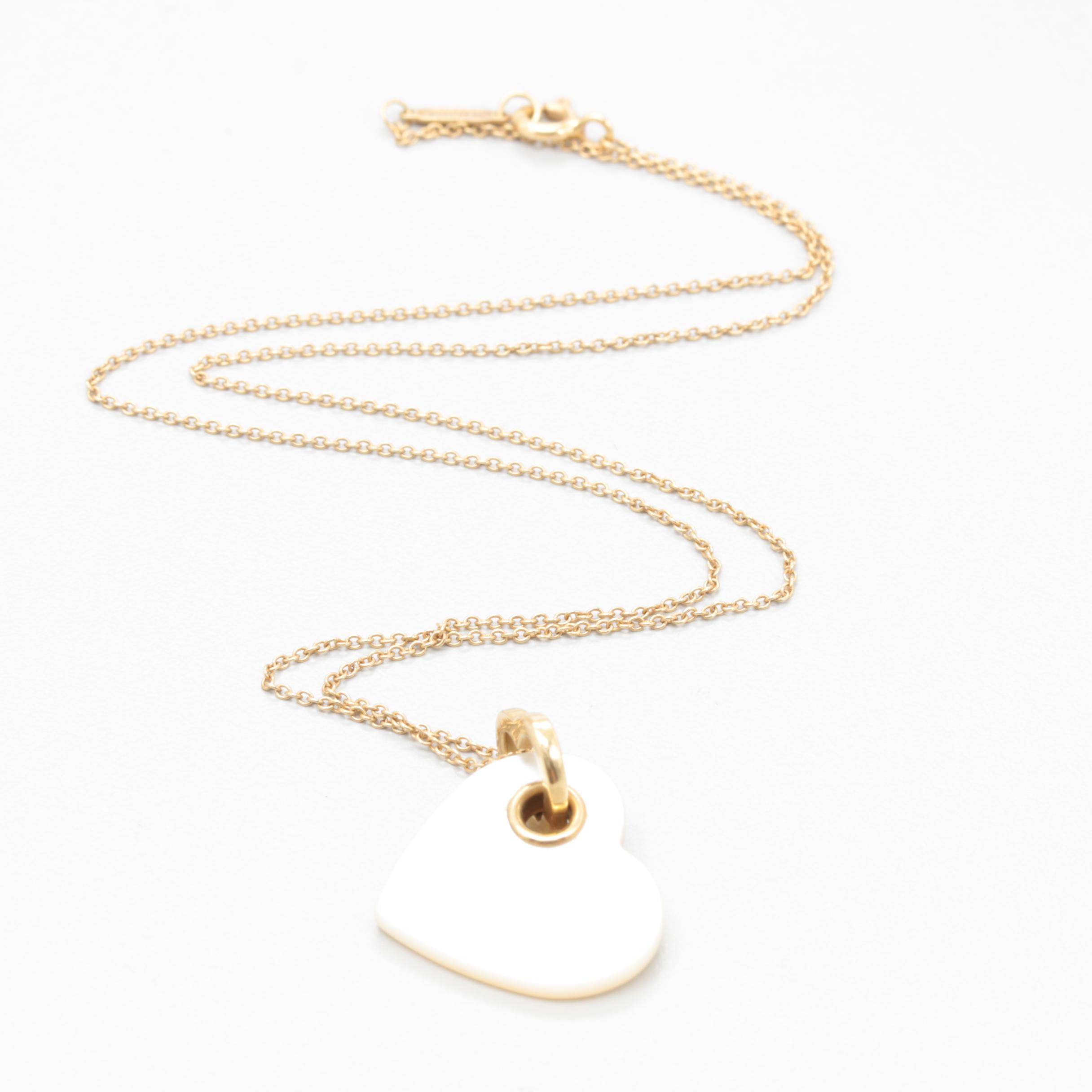 Tiffany & Co. 18K Yellow Gold Mother of Pearl Heart Necklace