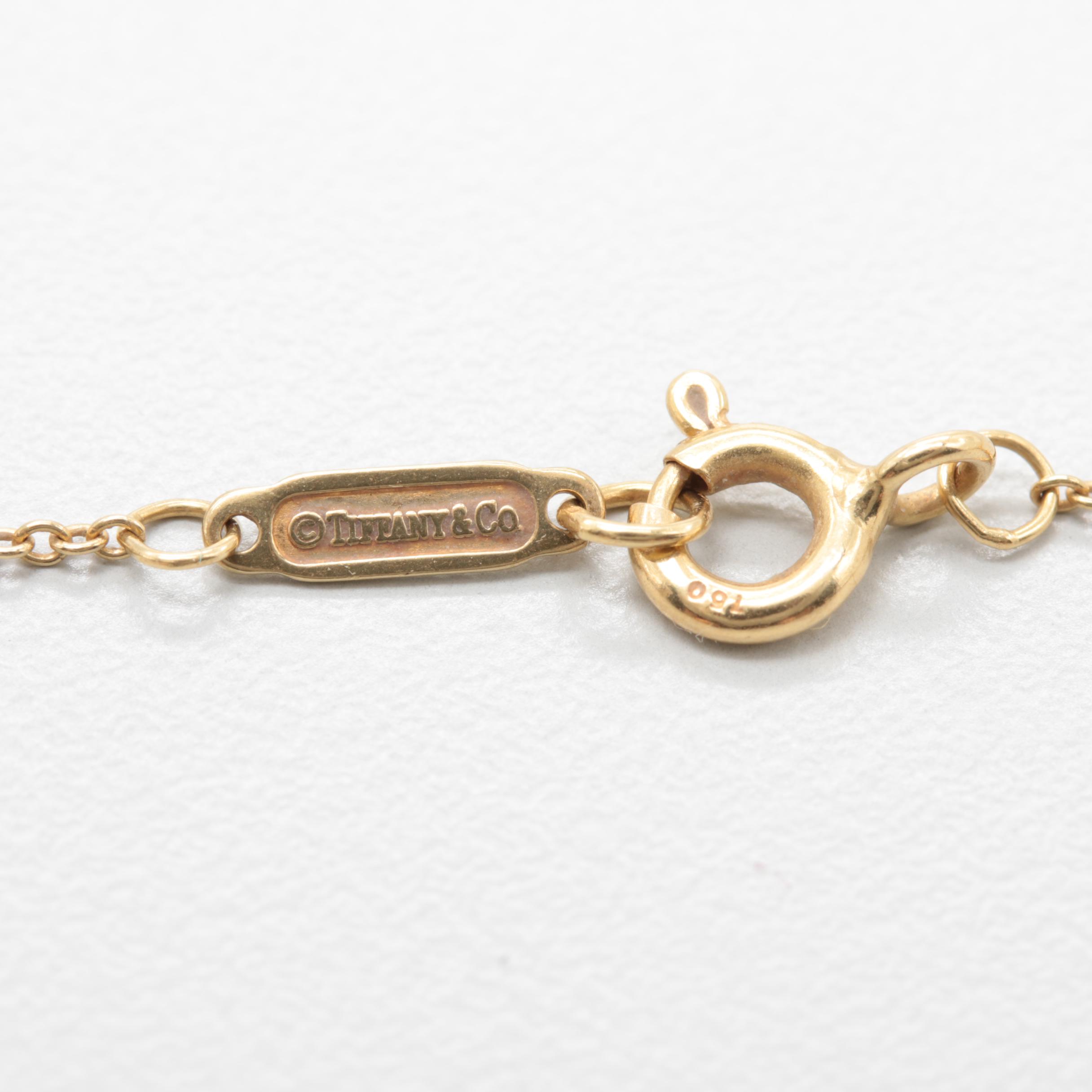 Tiffany & Co. 18K Yellow Gold Mother of Pearl Heart Necklace