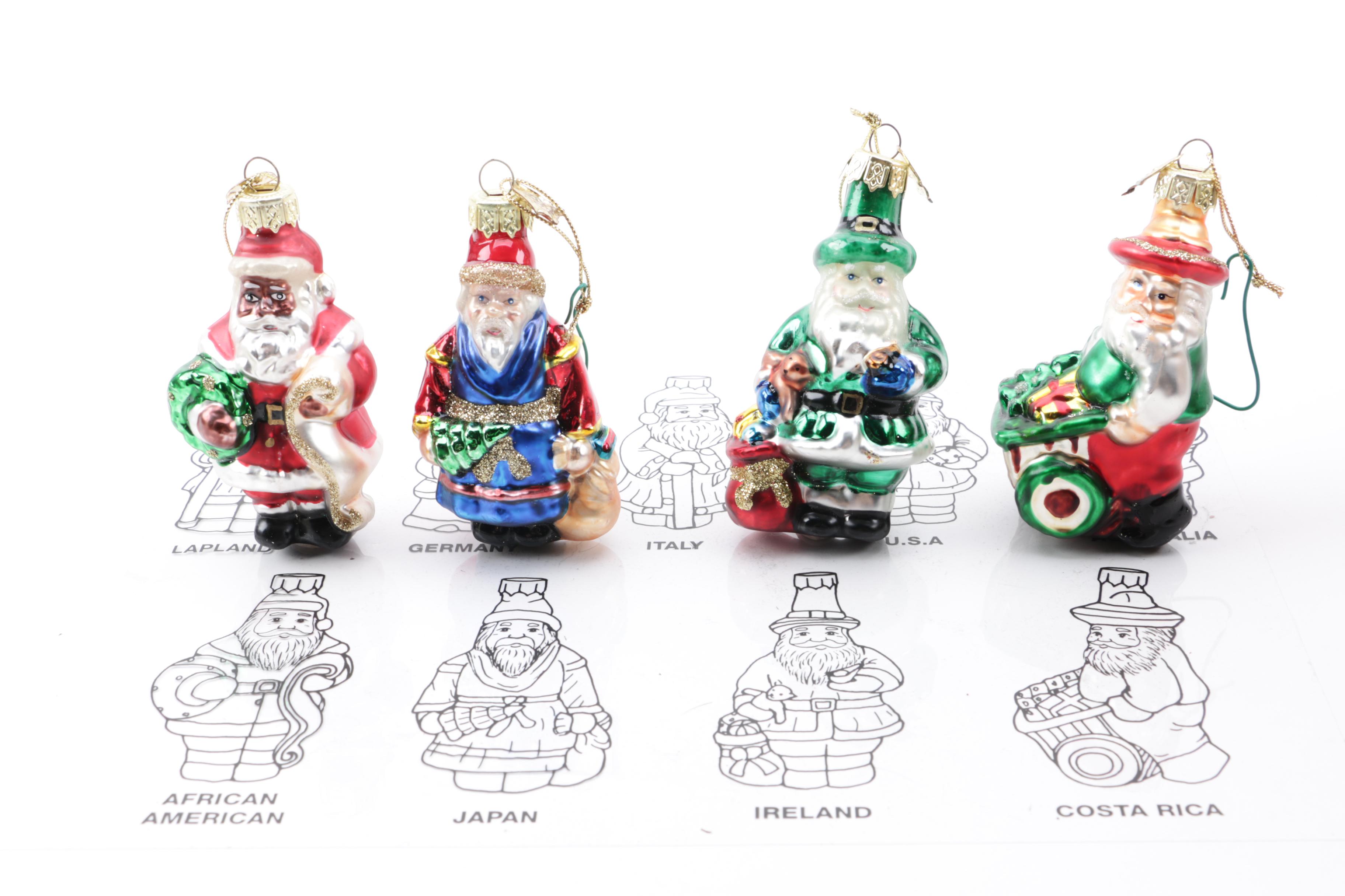 Thomas Pacconi Classics Hand Blown Glass Santa Ornaments