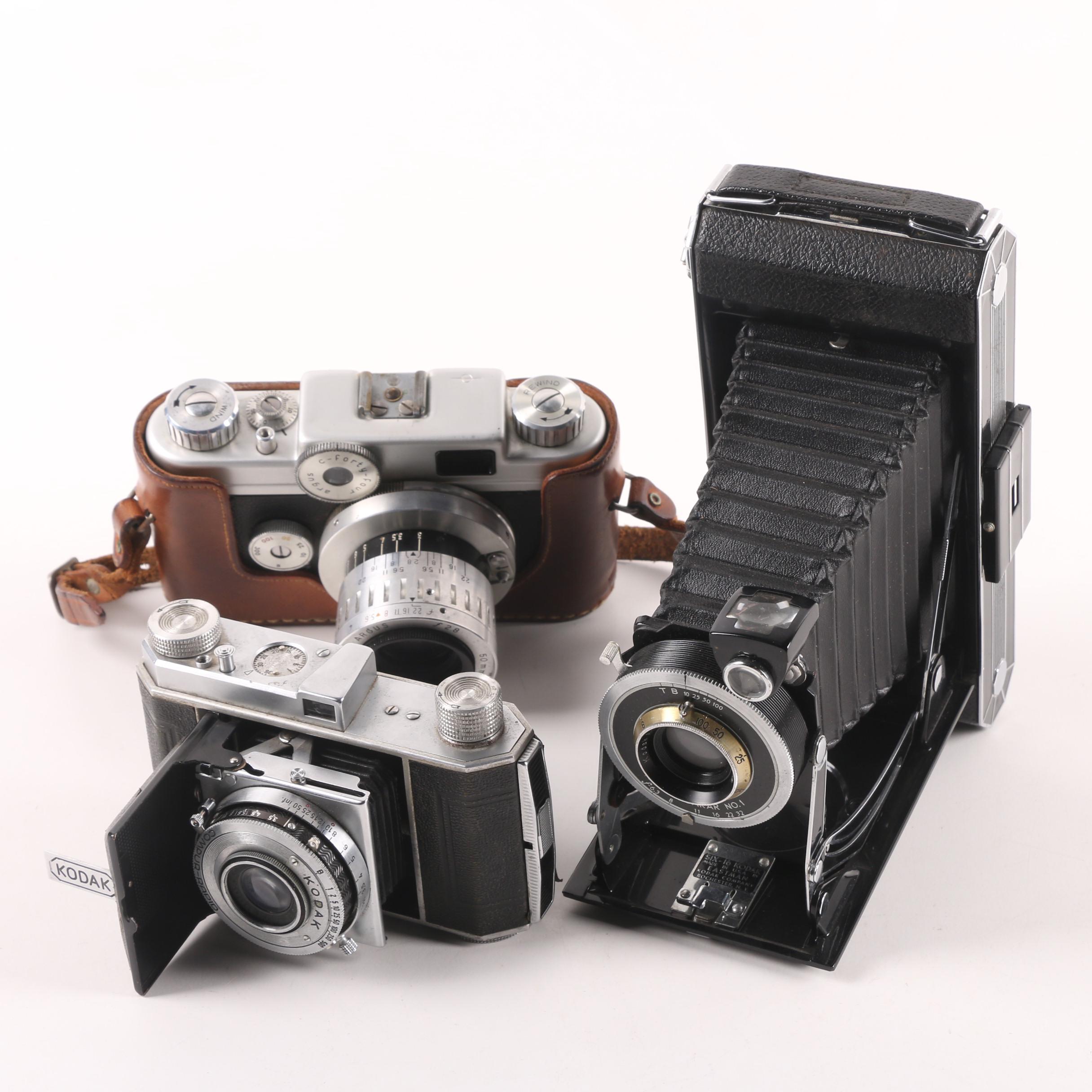 Vintage Kodak Still Cameras with Argus C-44 Camera