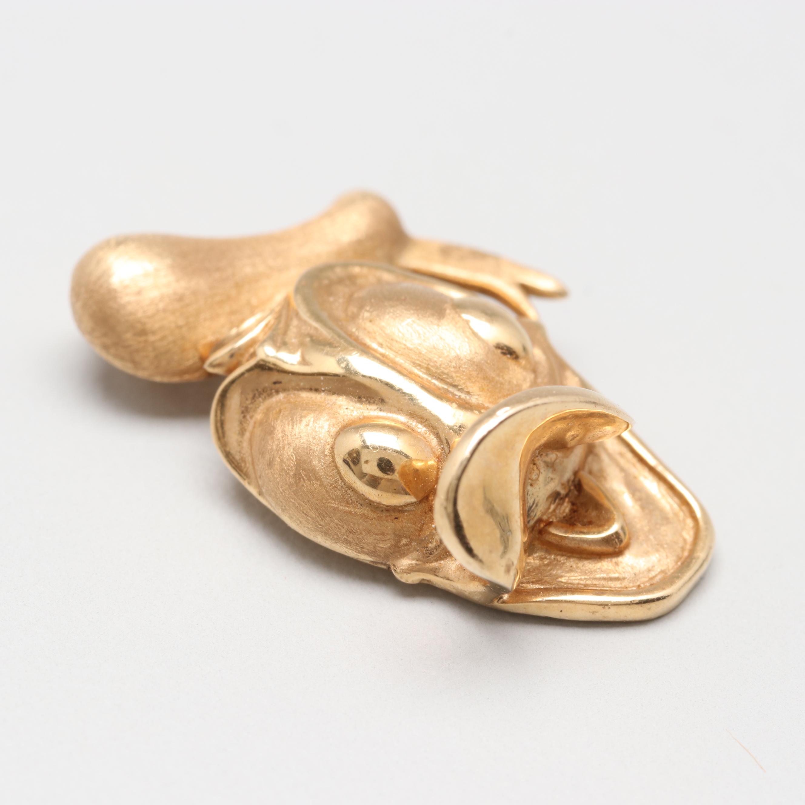 Disney 14K Yellow Gold Donald Duck Pendant