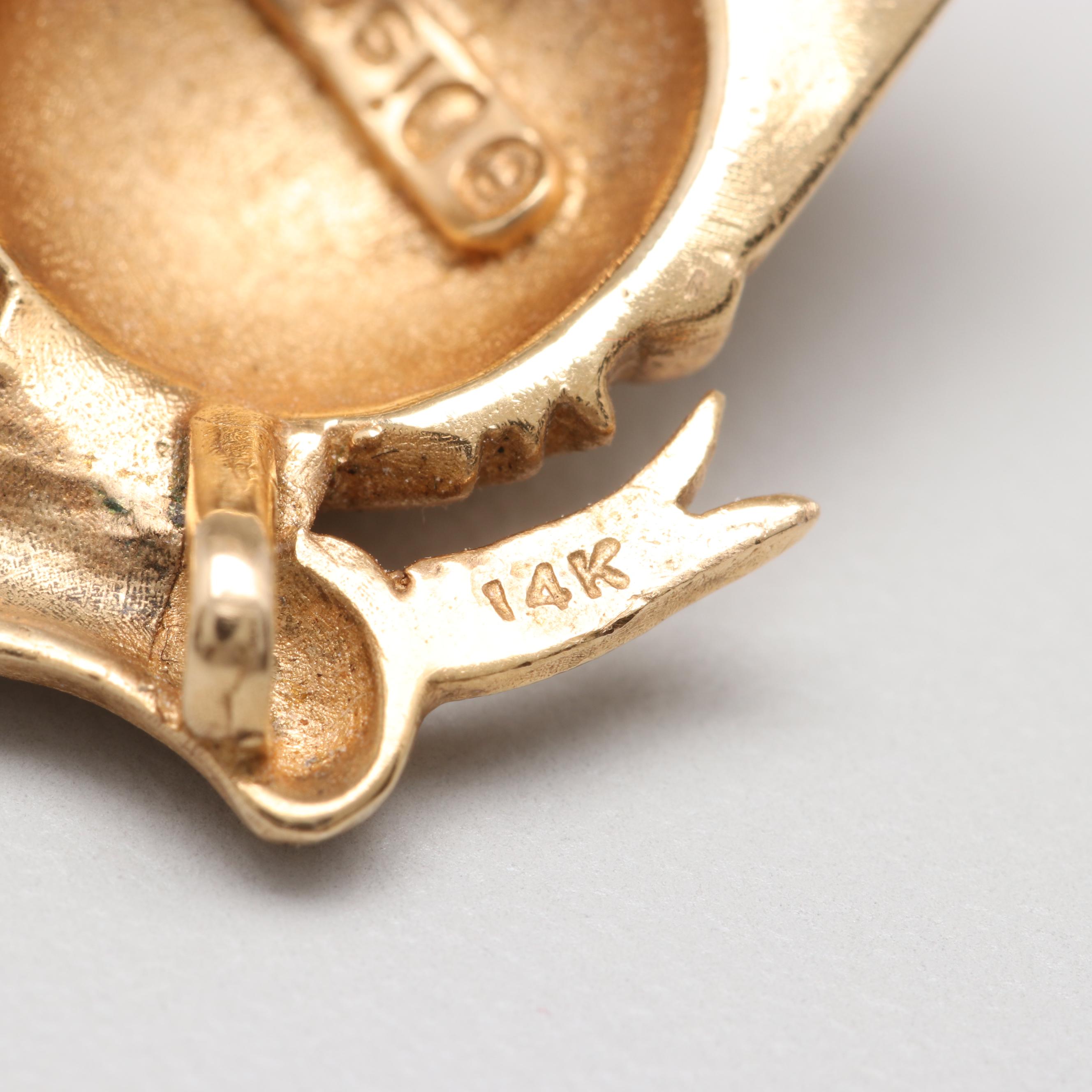 Disney 14K Yellow Gold Donald Duck Pendant