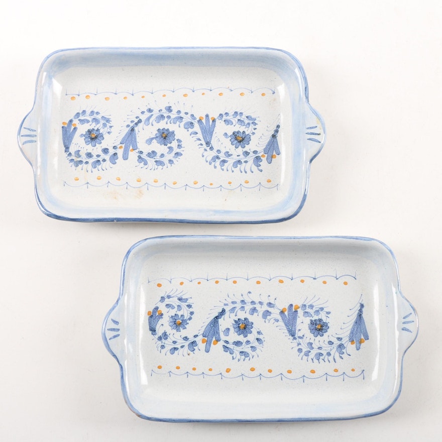 Italian Hand-Painted Pottery Butter Dishes