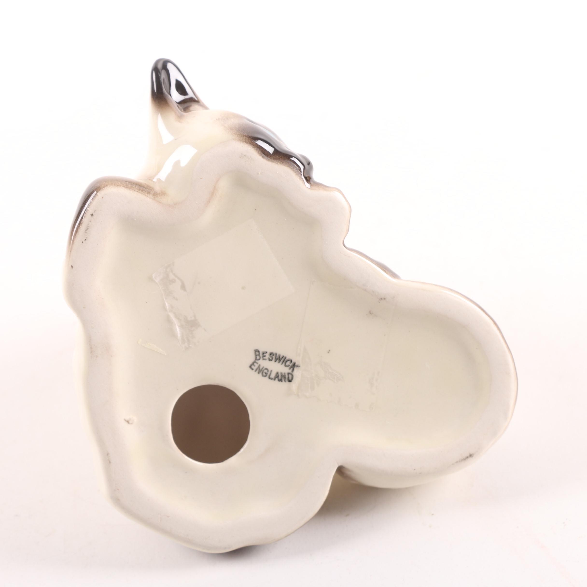 Beswick "Siamese Kittens" Figurine and Hunting Themed Fox Shelf Sitter