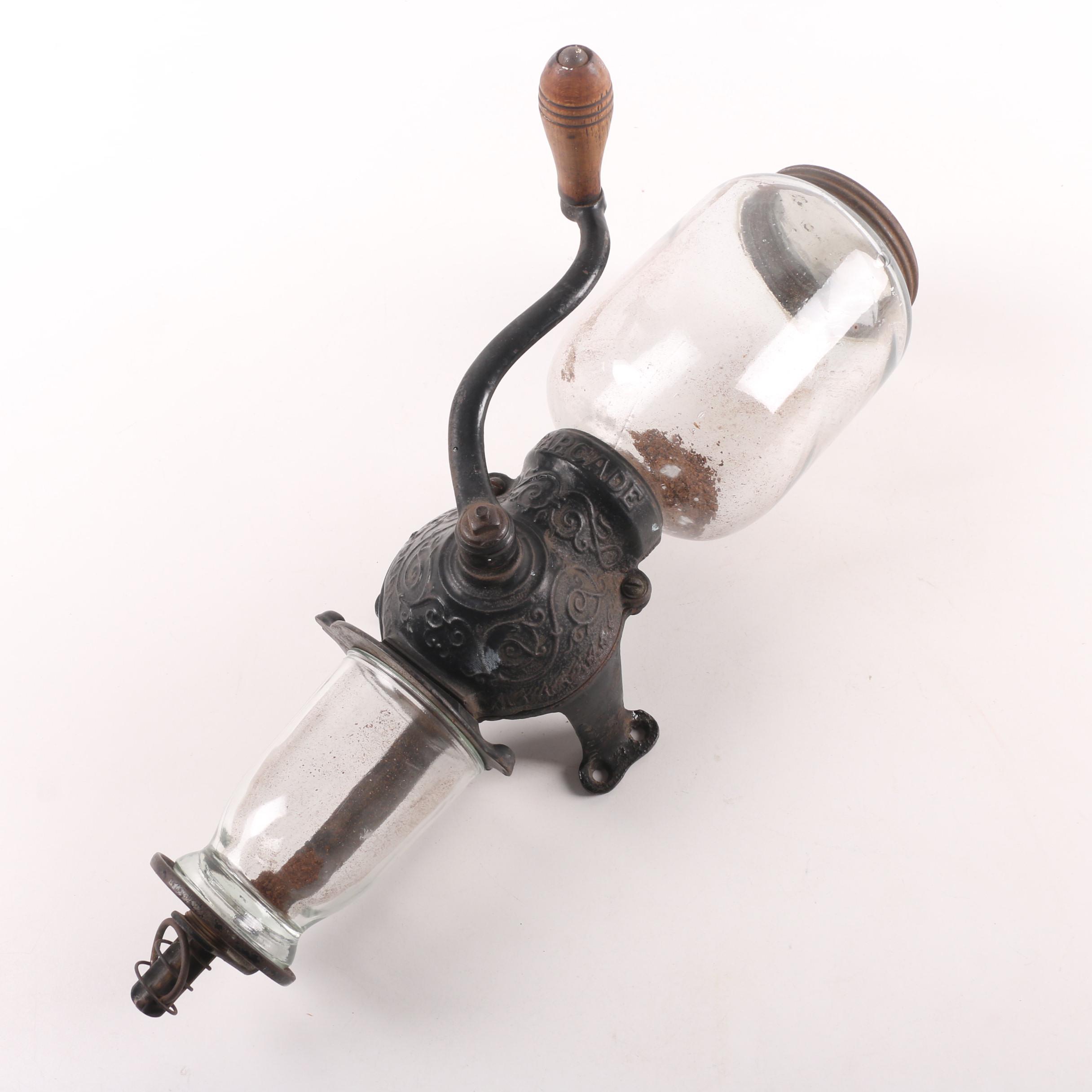 Vintage Arcade Cast Iron Wall Mount Coffee Grinder