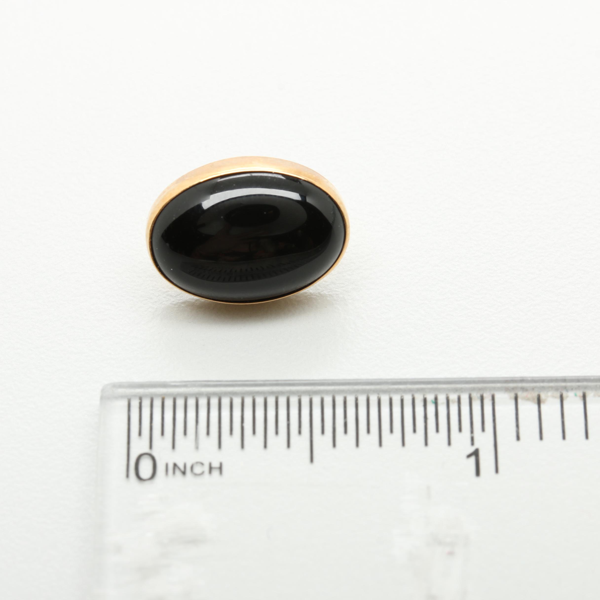 14K Yellow Gold Black Onyx Earrings