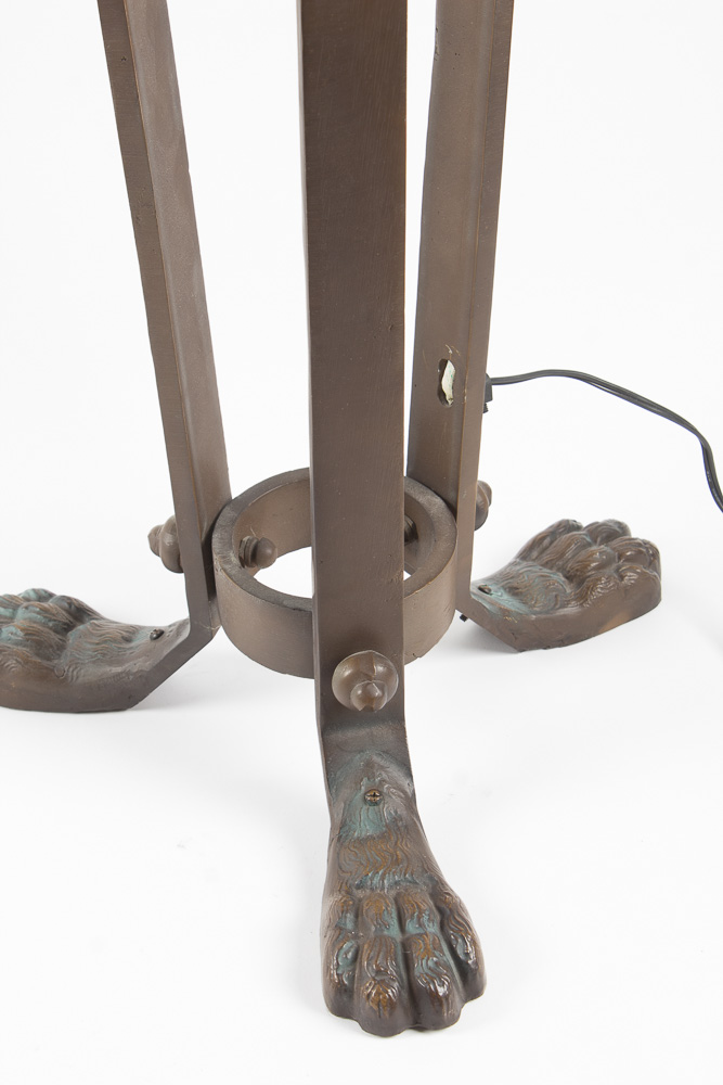 Empire Athénienne Style Floor Lamp with Stained Glass Shades