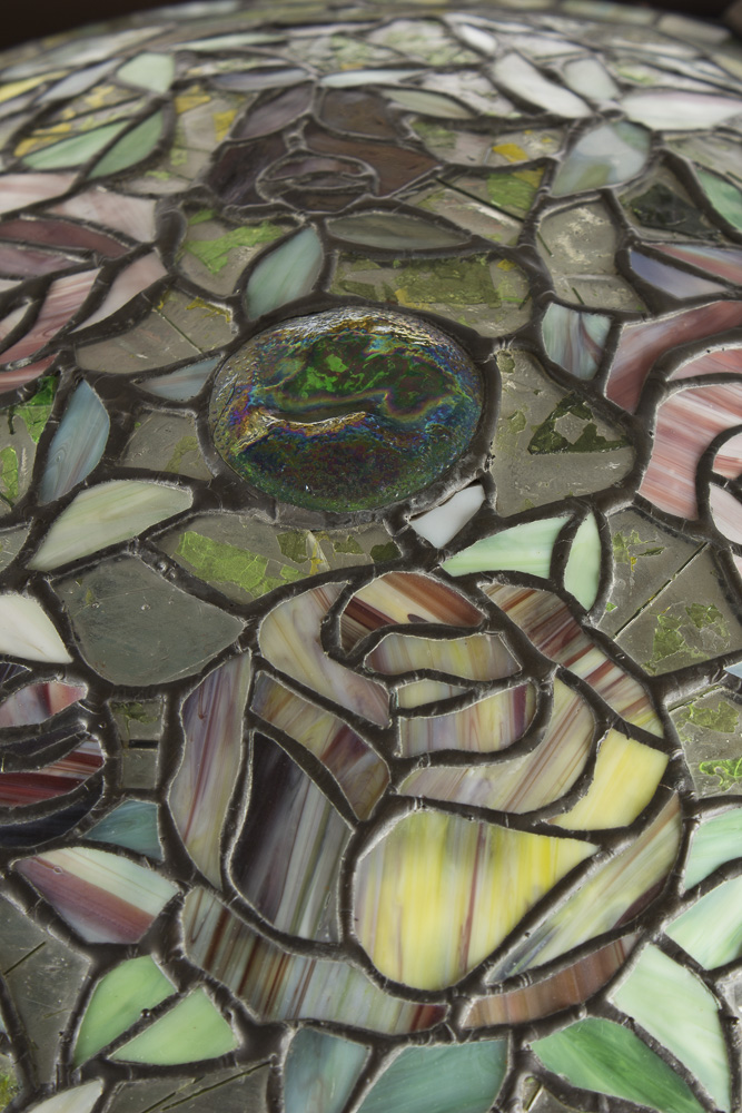 Empire Athénienne Style Floor Lamp with Stained Glass Shades