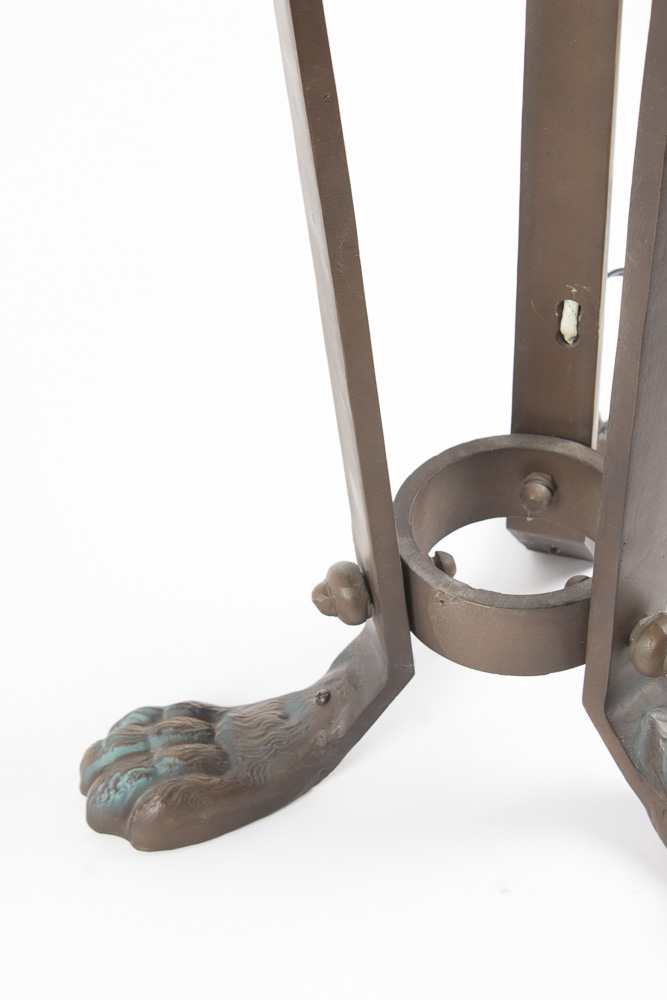 Empire Athénienne Style Floor Lamp with Stained Glass Shades