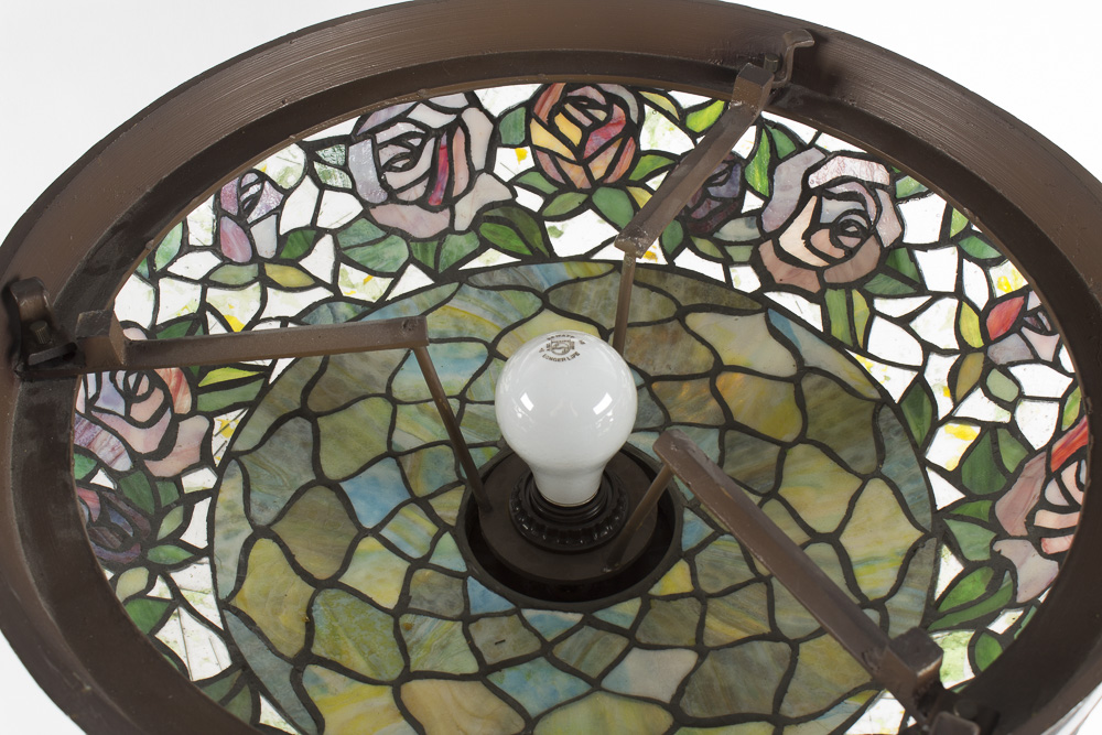 Empire Athénienne Style Floor Lamp with Stained Glass Shades