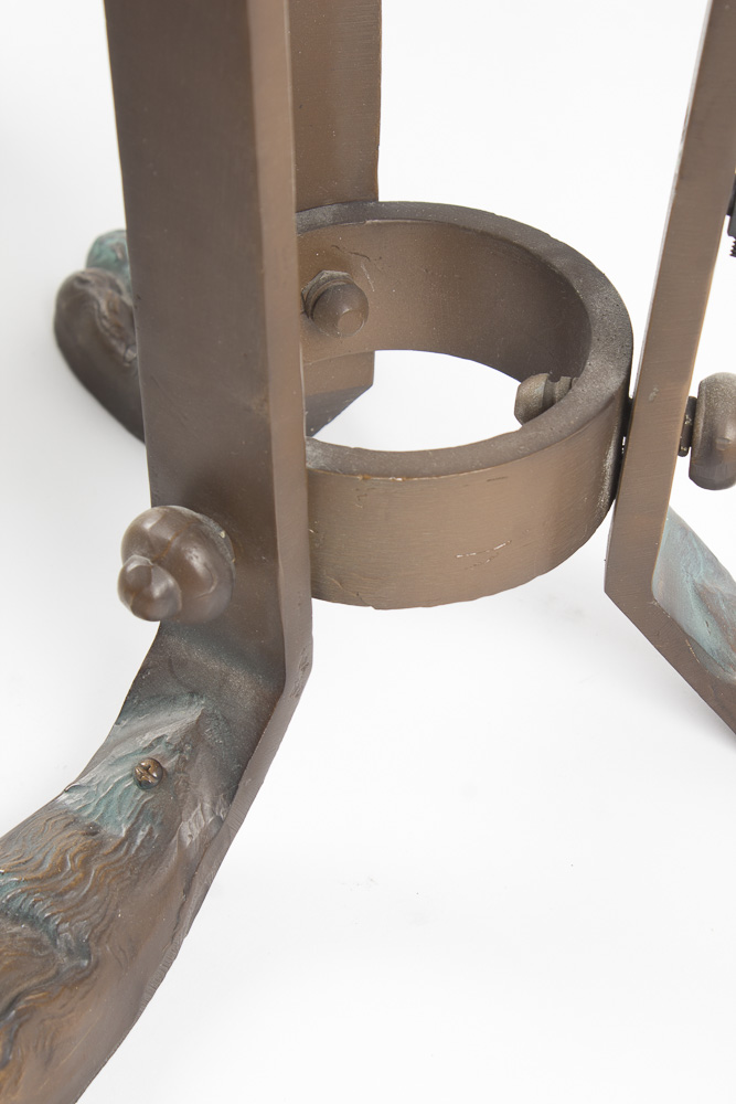 Empire Athénienne Style Floor Lamp with Stained Glass Shades