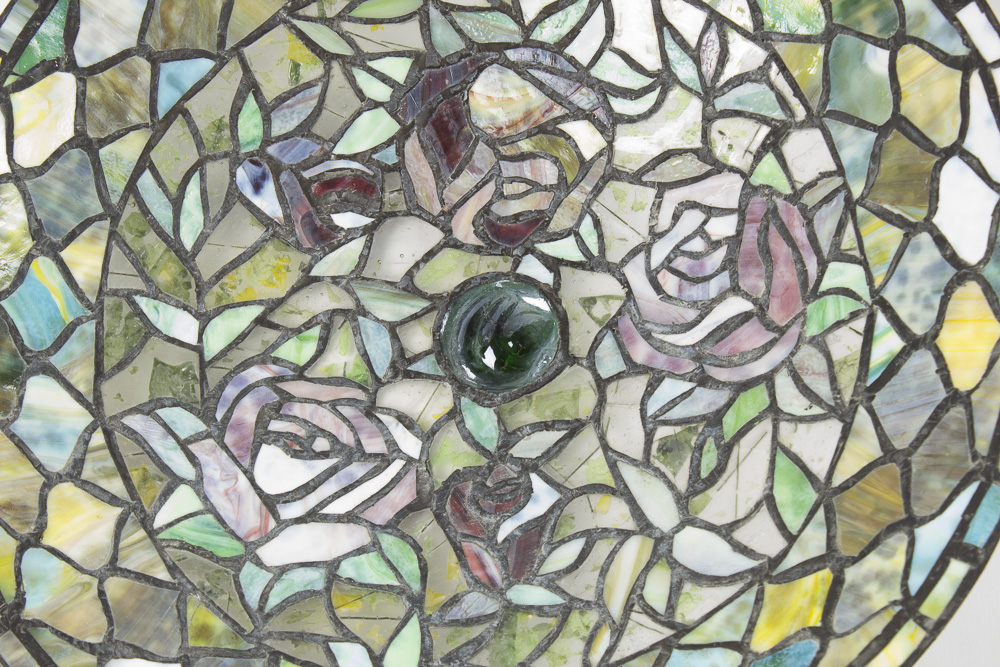 Empire Athénienne Style Floor Lamp with Stained Glass Shades