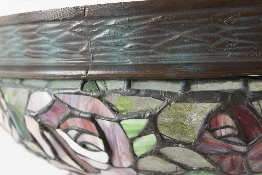 Empire Athénienne Style Floor Lamp with Stained Glass Shades