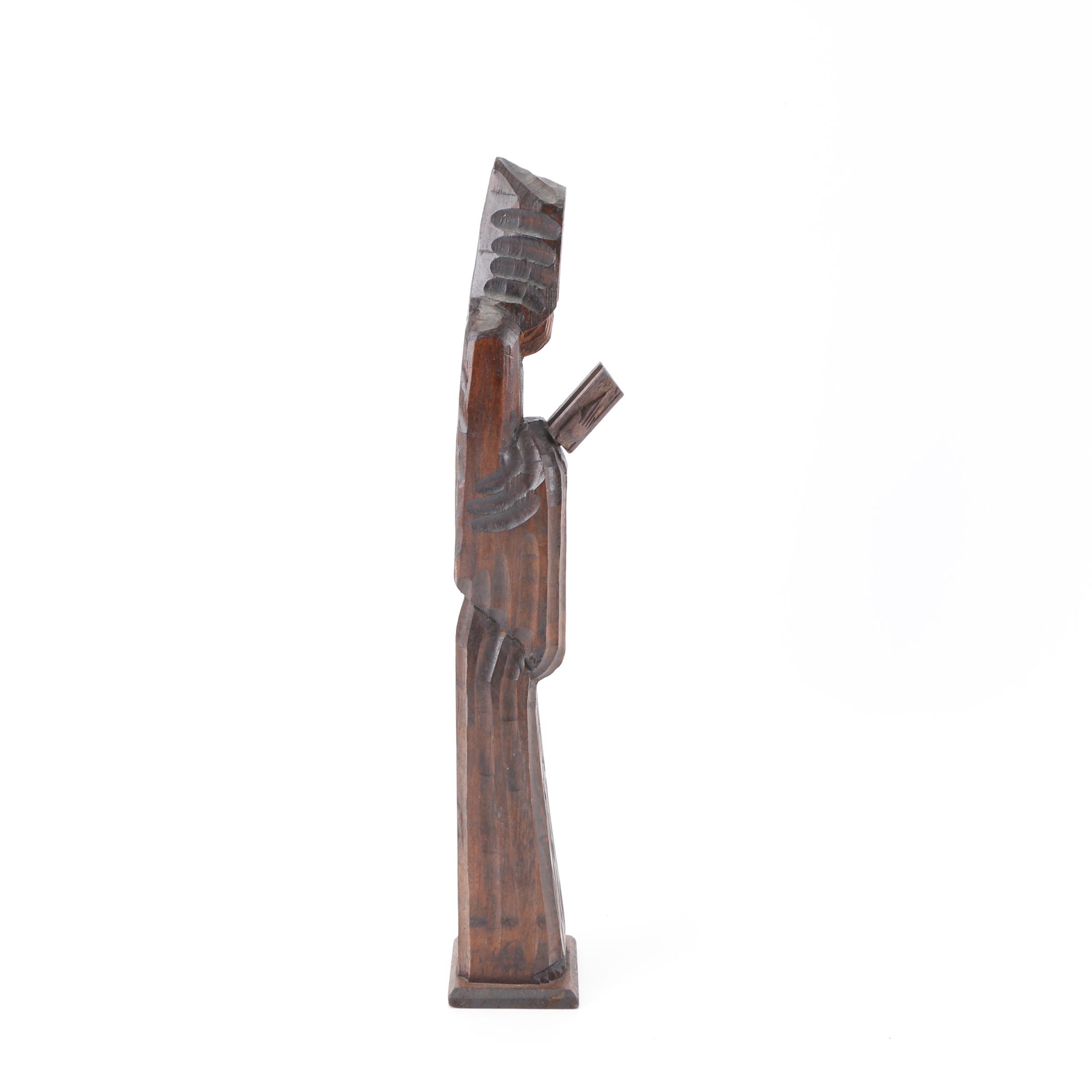 Carved Wood Ecclesiastical Figure