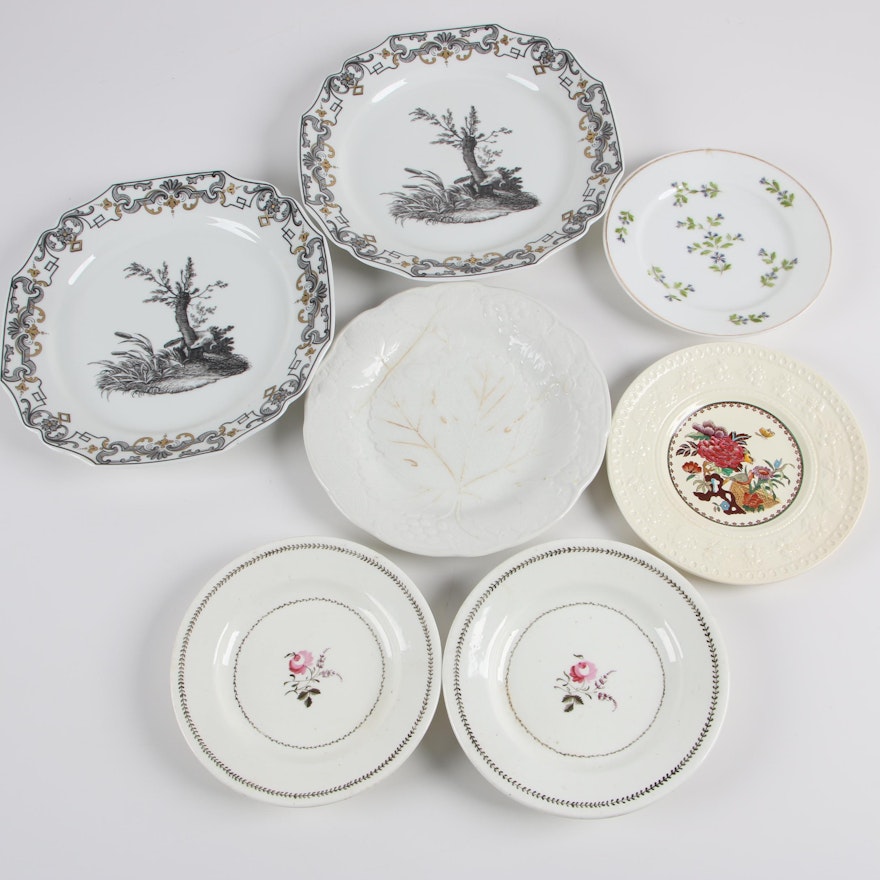 19th and 20th Century Porcelain Plates with Wedgwood, Burleigh, and Mottahedeh