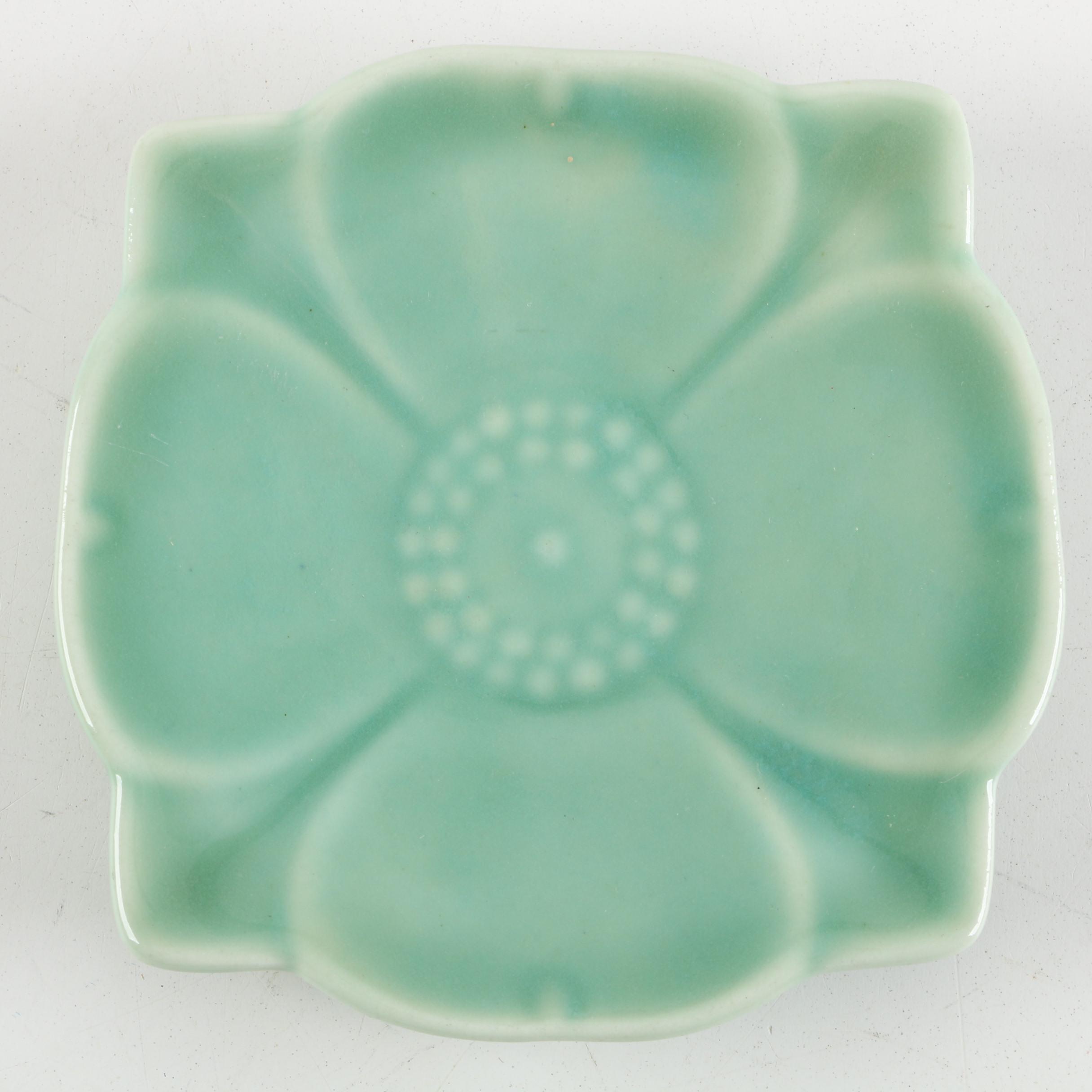 1914 Rookwood Pottery "Dogwood Blossom" Pin Tray and 1962 Spoon Rest