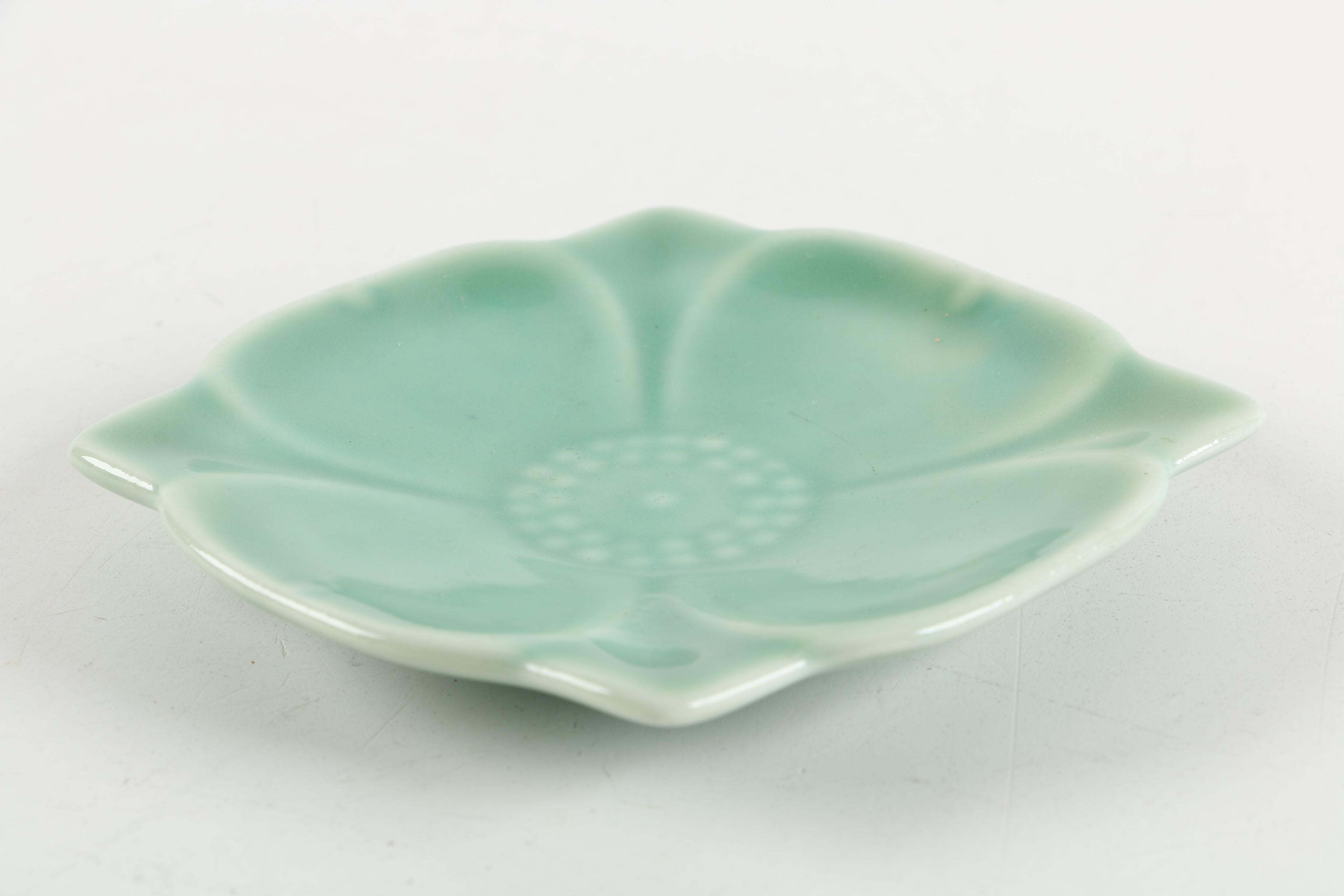 1914 Rookwood Pottery "Dogwood Blossom" Pin Tray and 1962 Spoon Rest