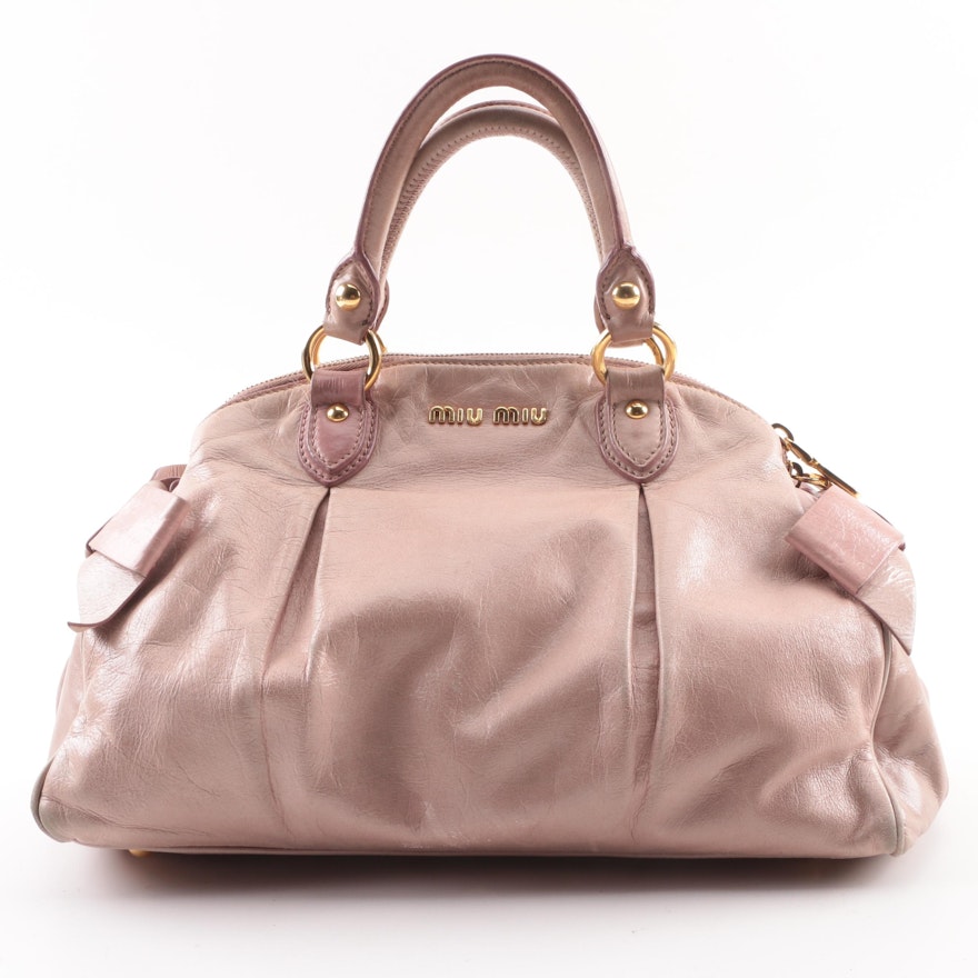 Miu Miu Light Mauve Leather Satchel