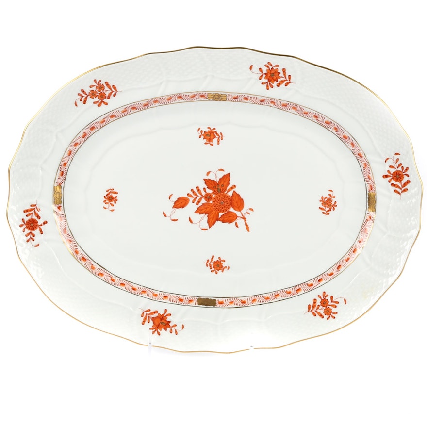 Herend Hungary "Chinese Bouquet" Rust Oval Platter