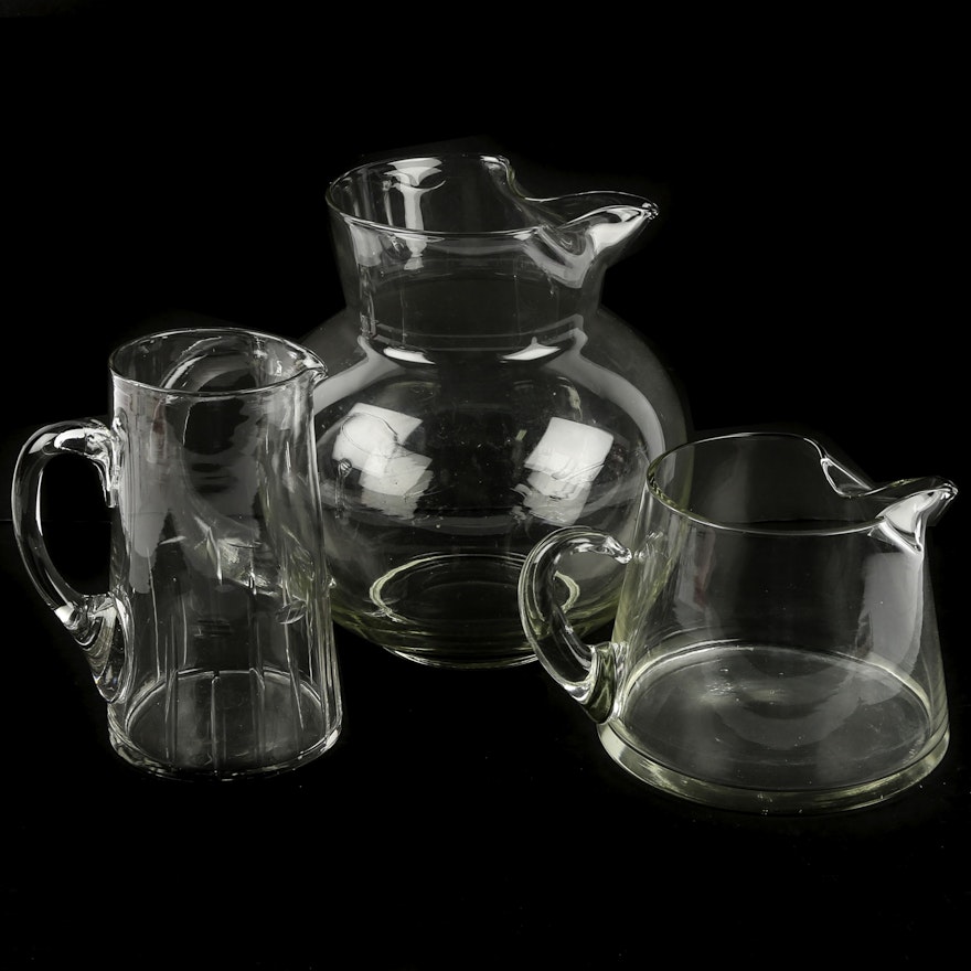 Collection of Three Glass Pitchers