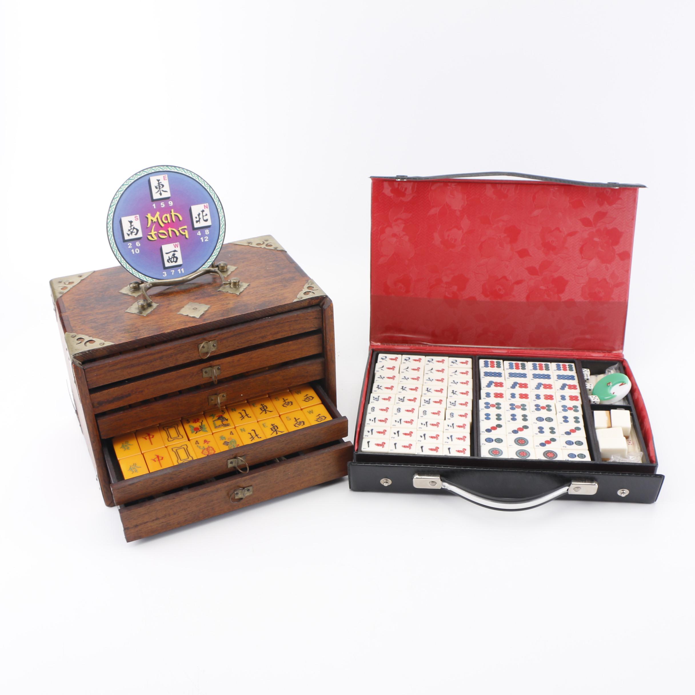 Vintage Mahjong Sets in Cases