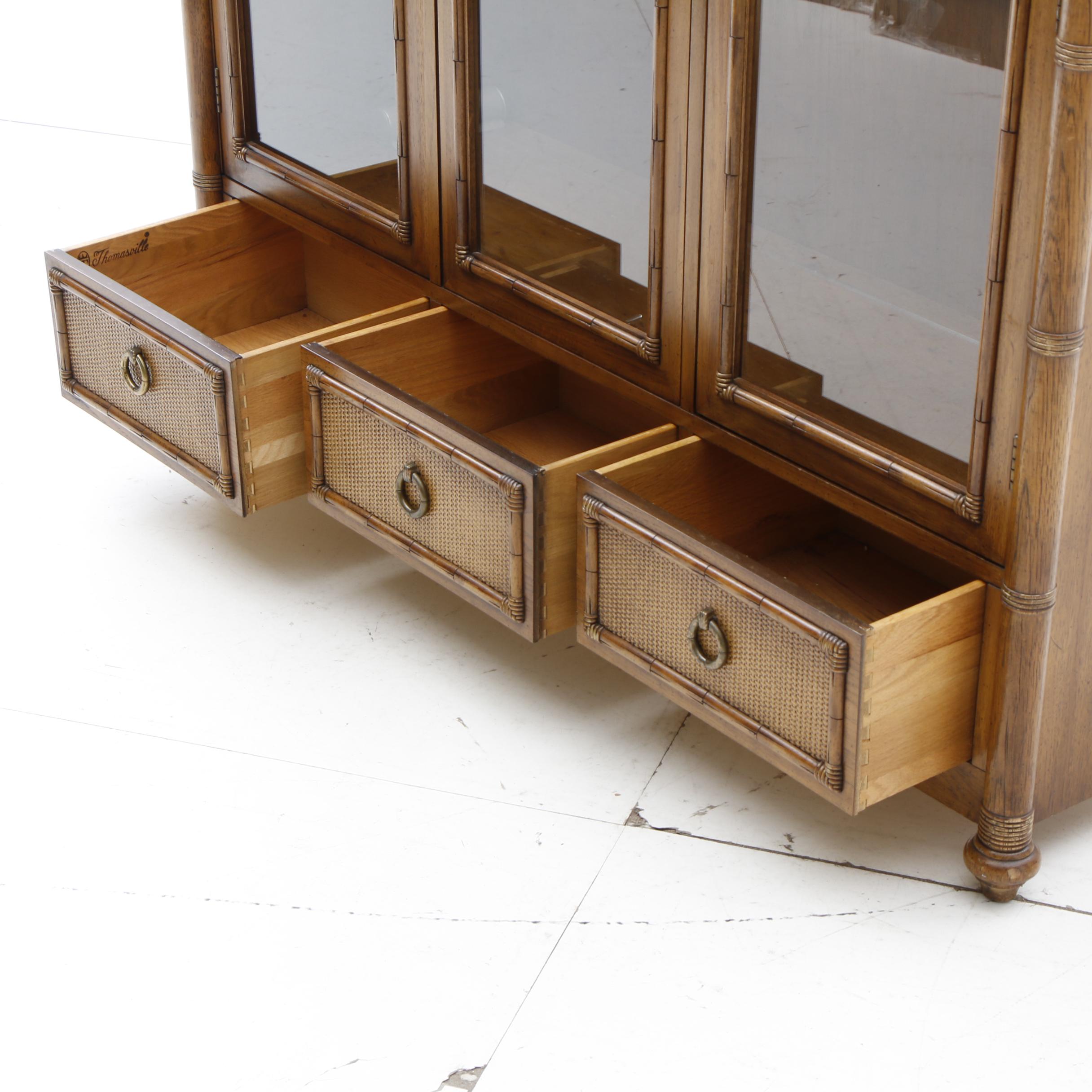 Thomasville Pecan and Glass China Cabinet